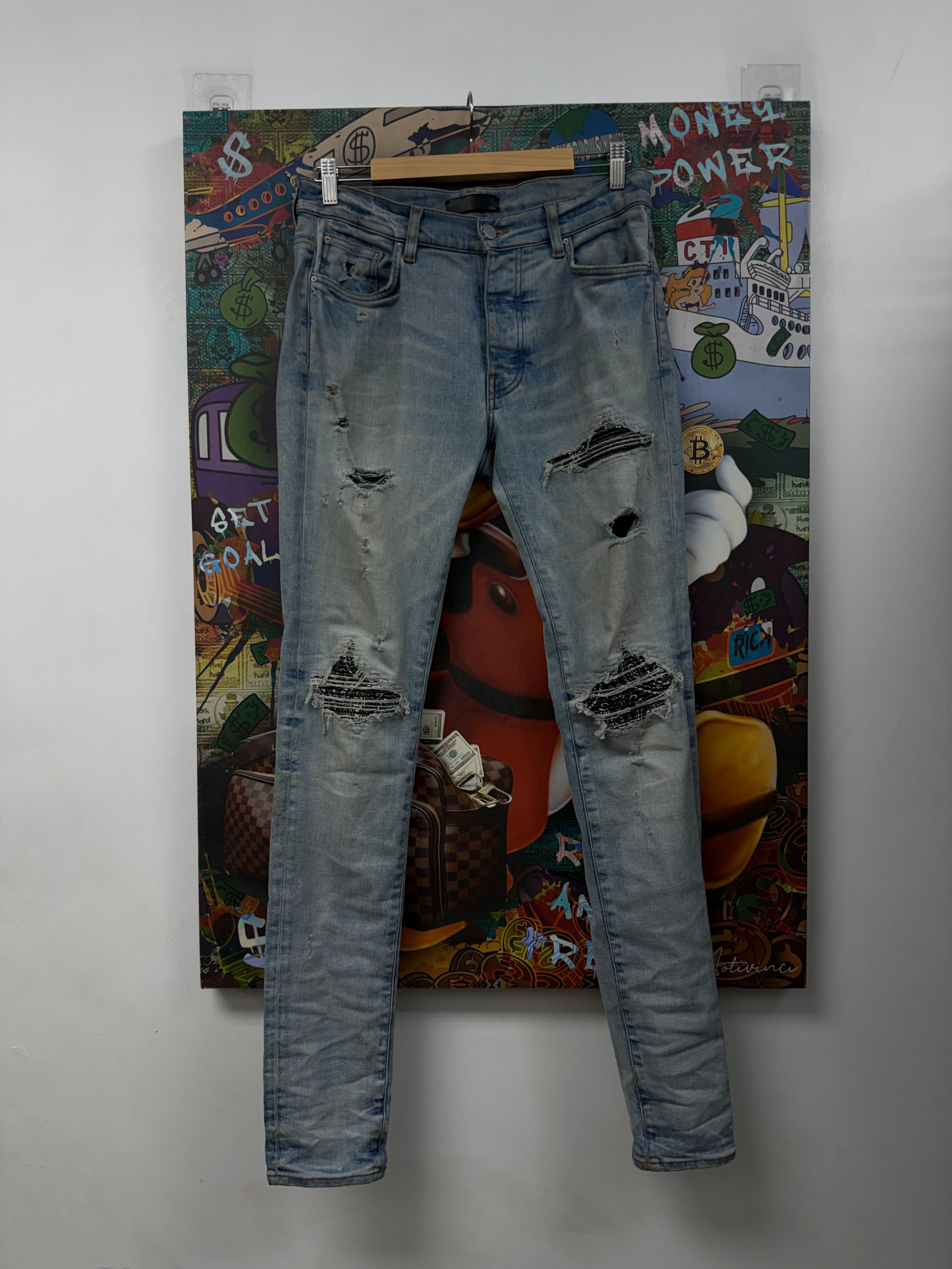 Amiri Light Wash MX1 Paisley Jeans