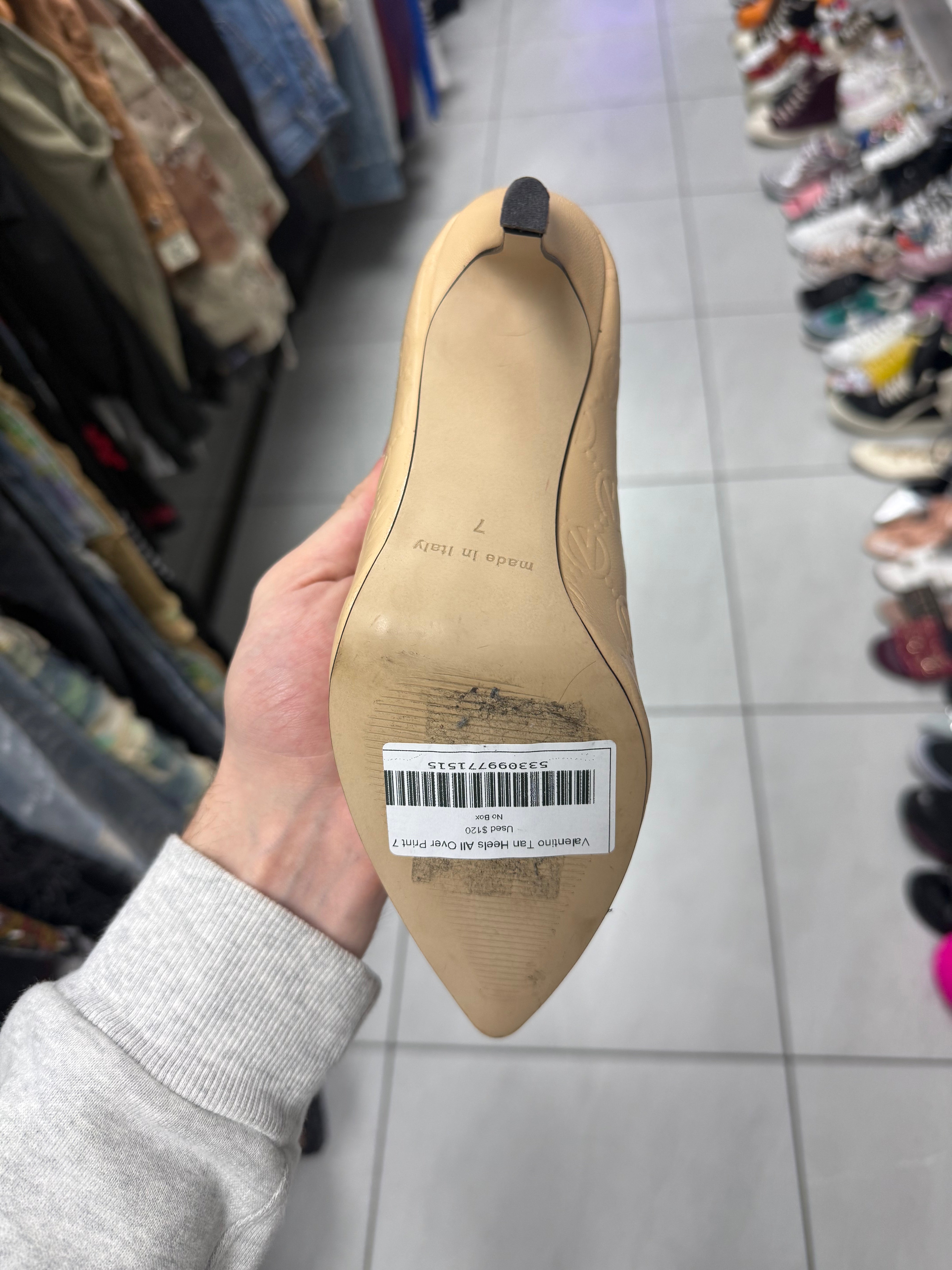 Valentino Tan Heels All Over Print