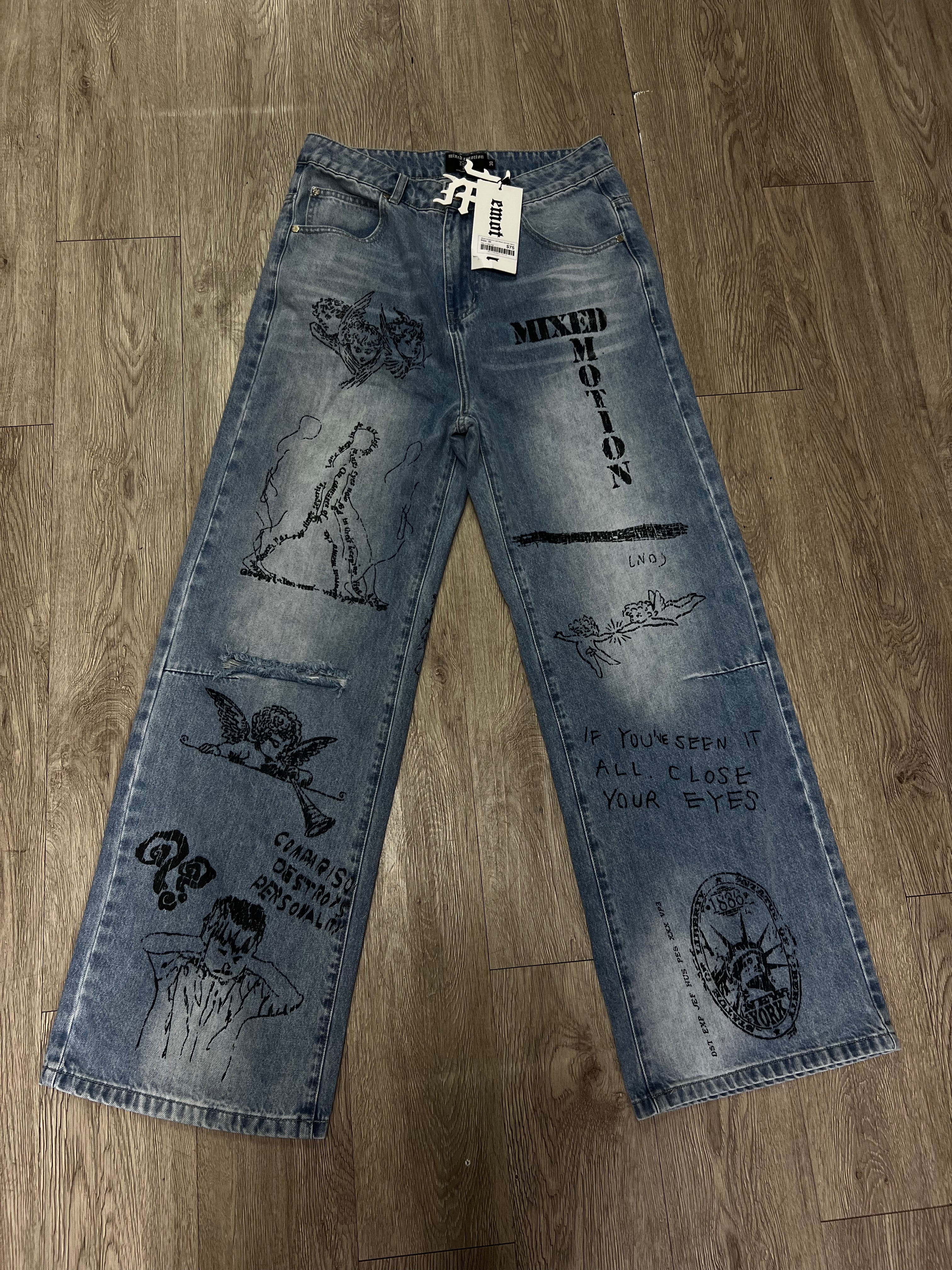 Mixed Emotions Light Wash Canvas Jeans