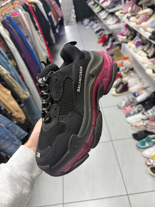 Balenciaga Triple S Black Hot Pink Used 38 (US 6) No Box