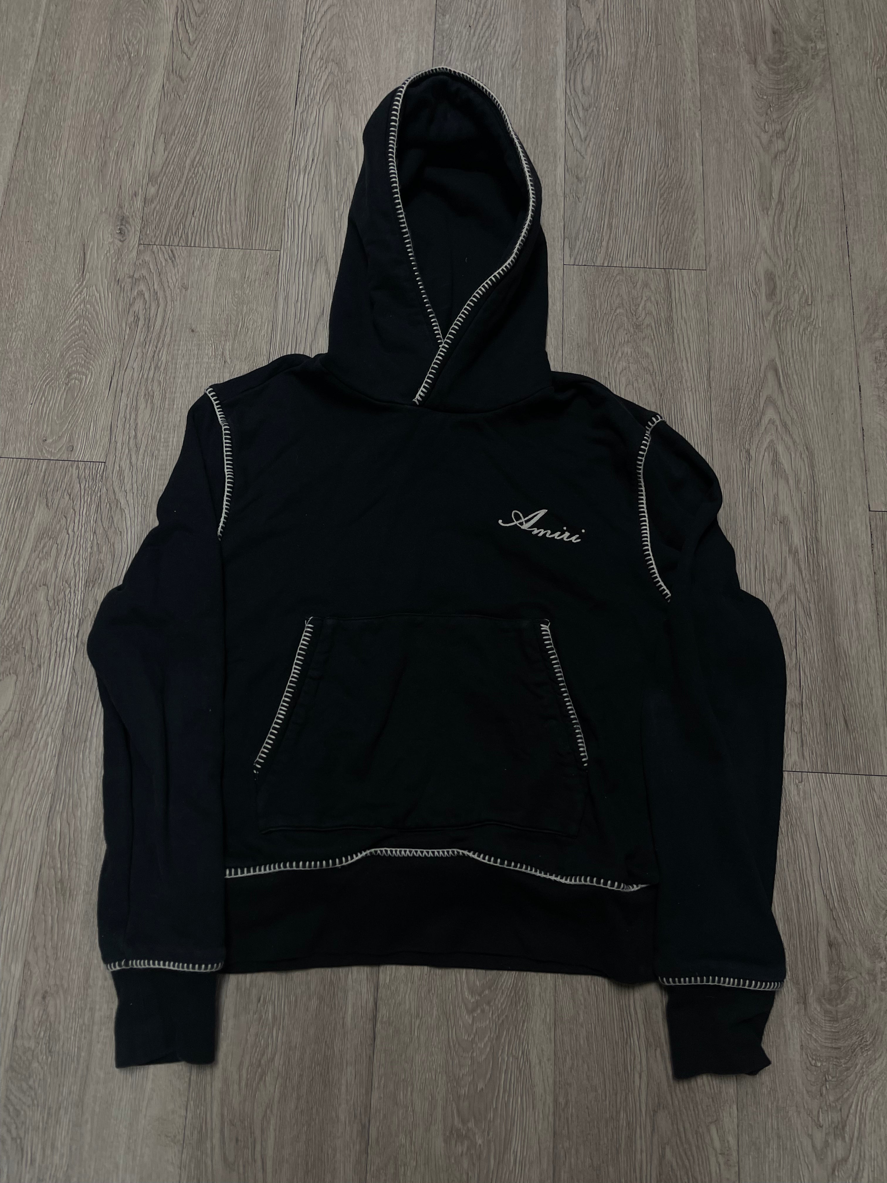 Amiri Black Stitched Logo Hoodie
