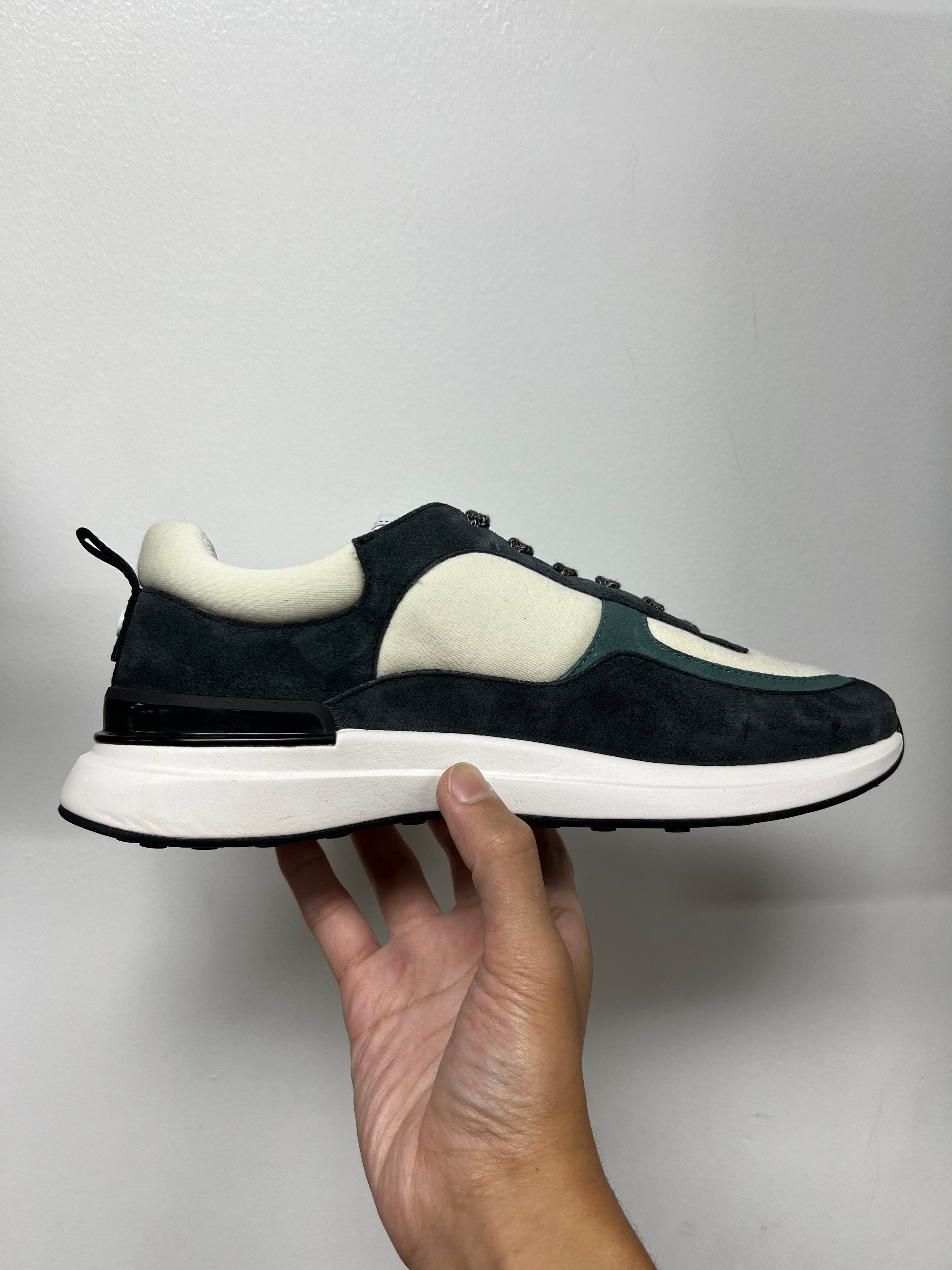 Chanel Navy Teal CC Logo Runner Sneakers