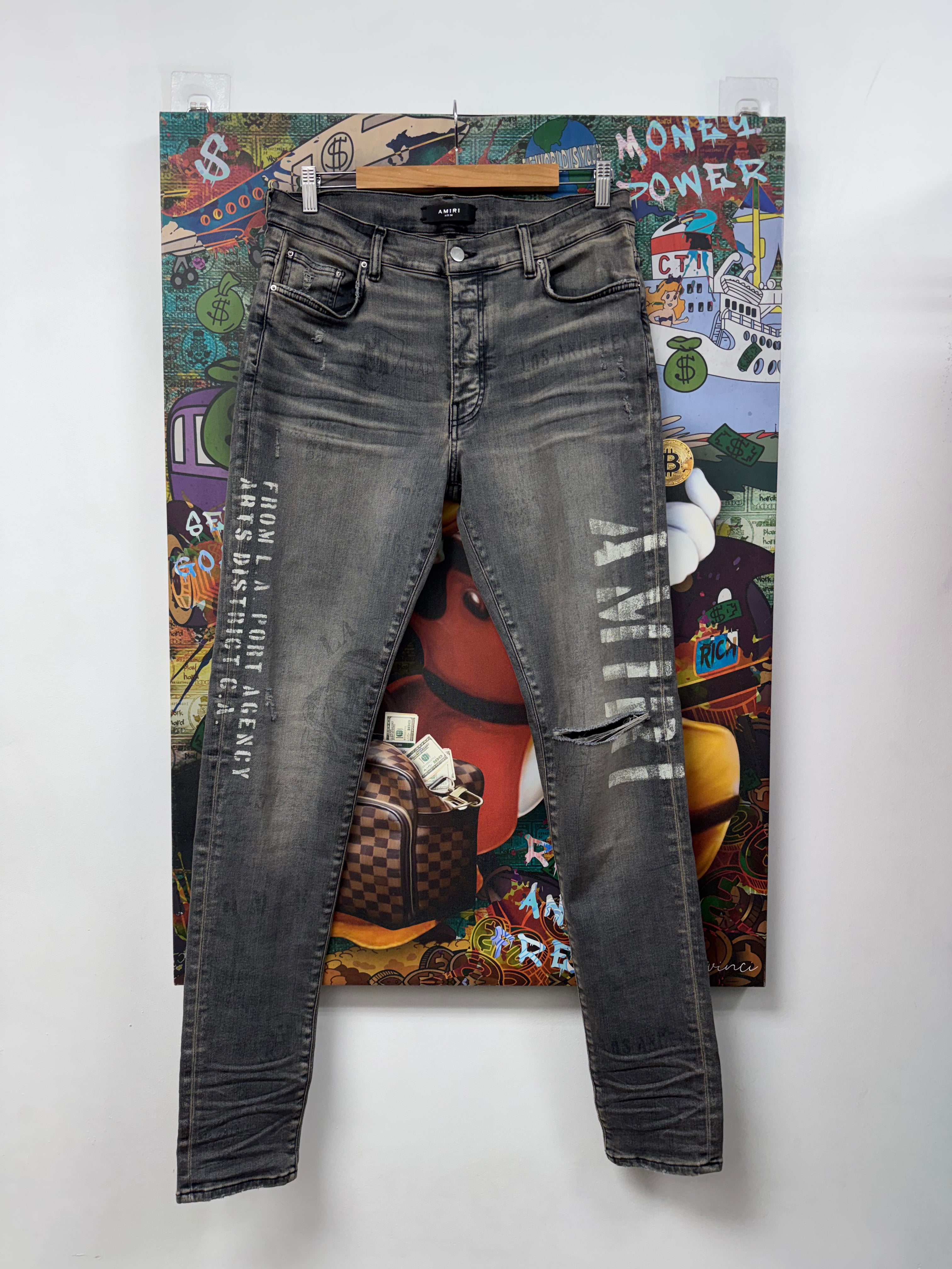 Amiri Grey Stencil Jeans