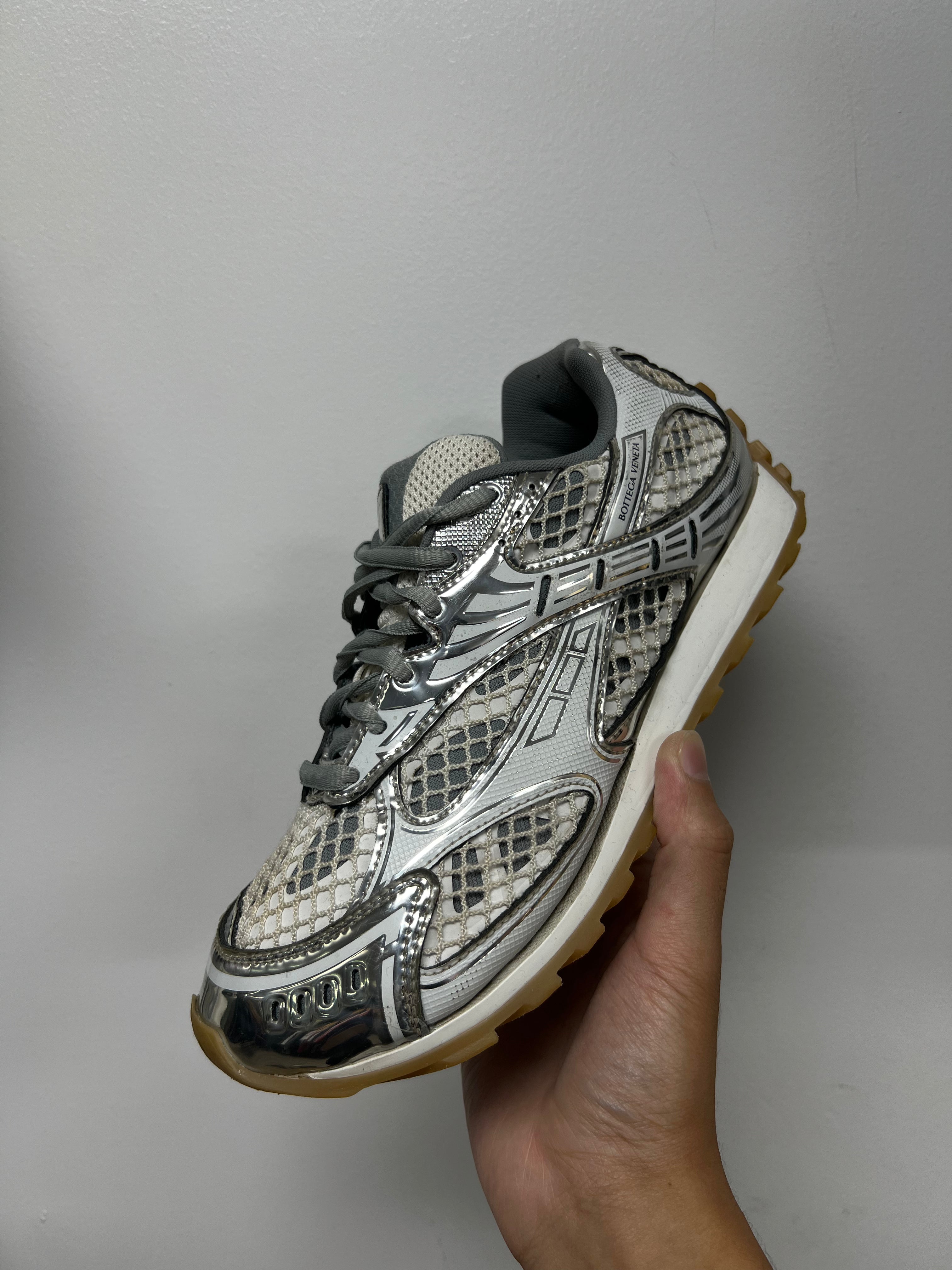 Bottega Veneta White Silver Orbit Sneakers