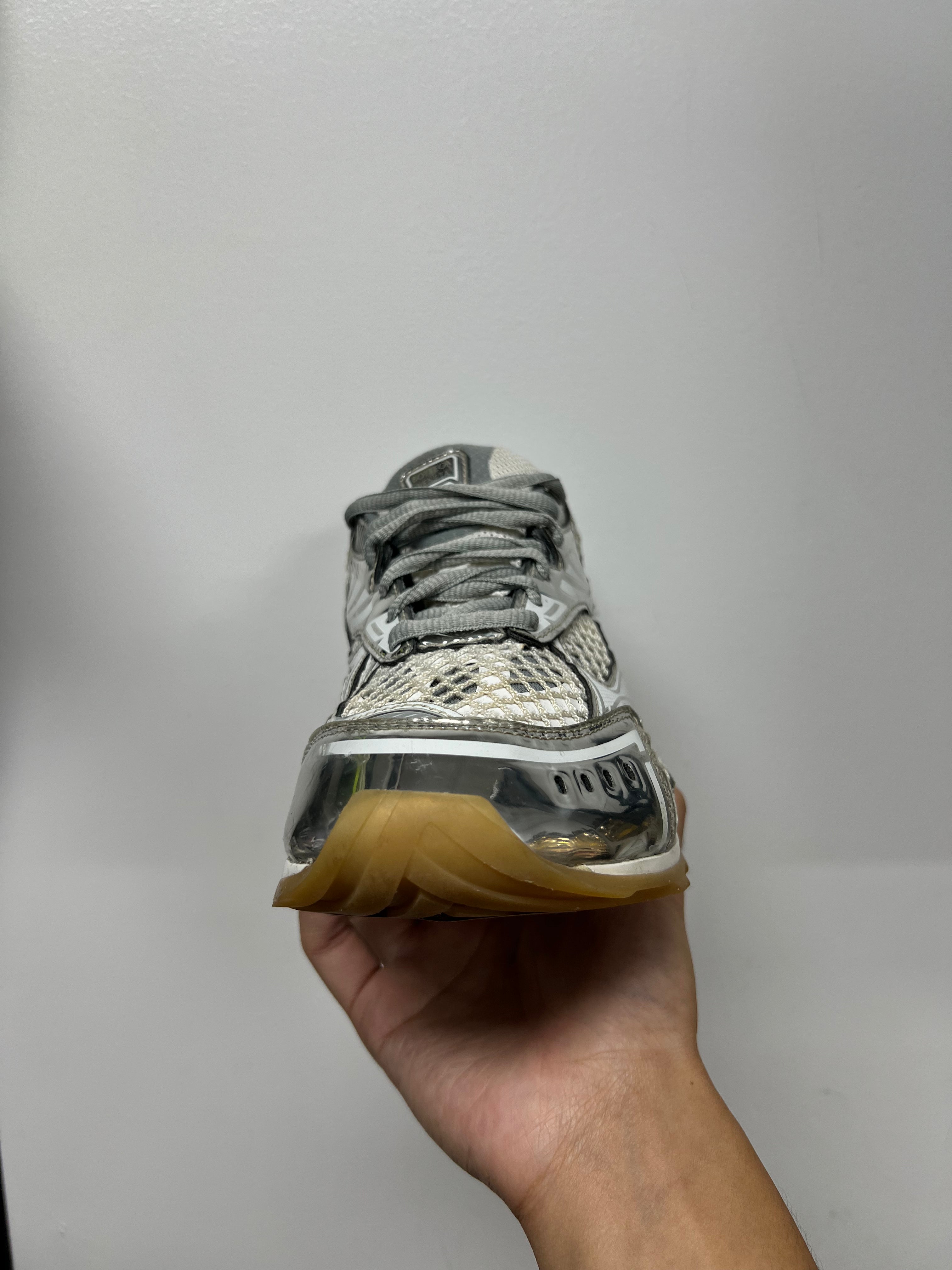 Bottega Veneta White Silver Orbit Sneakers