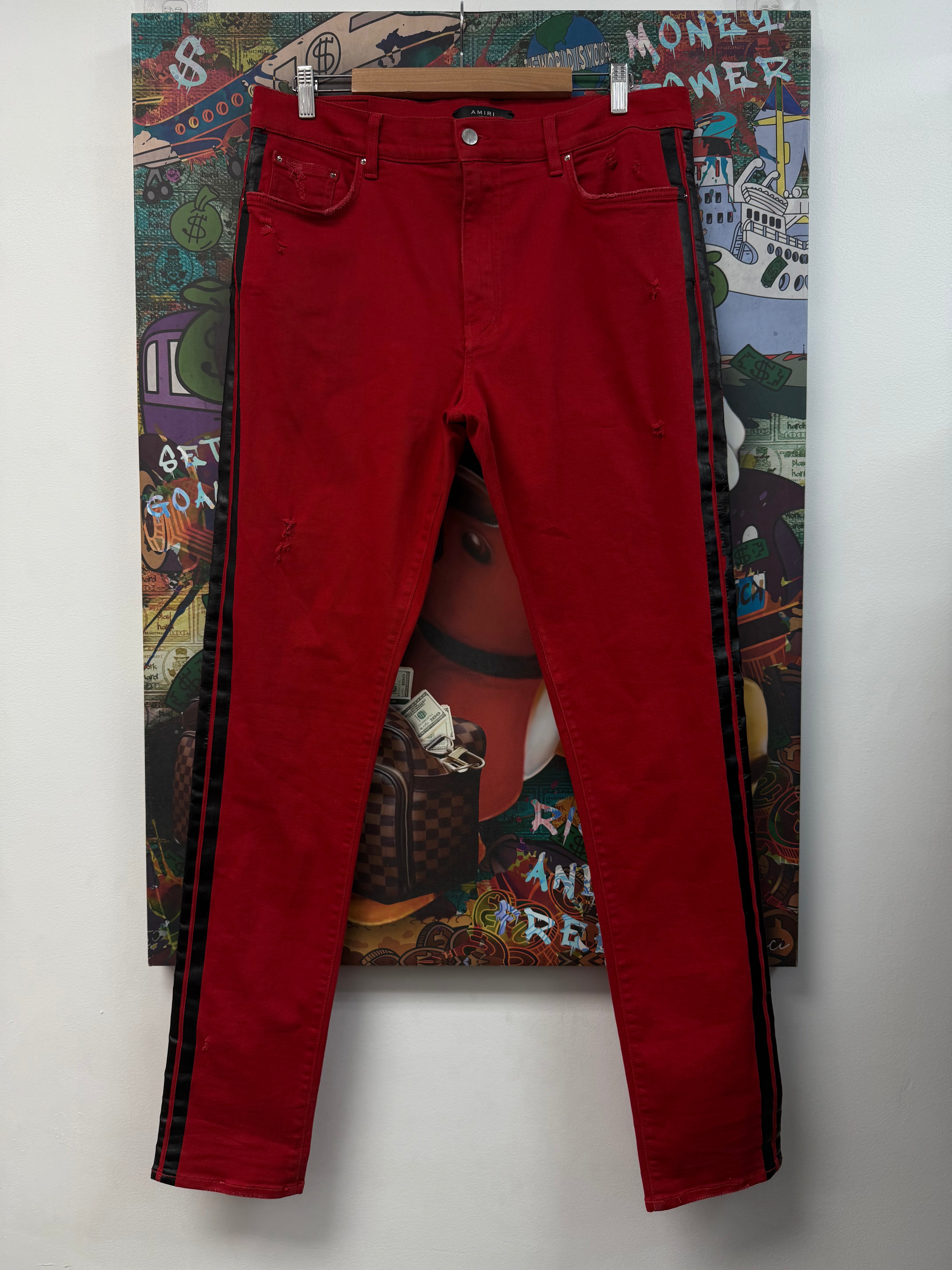 Amiri Red Black Strpe Jeans