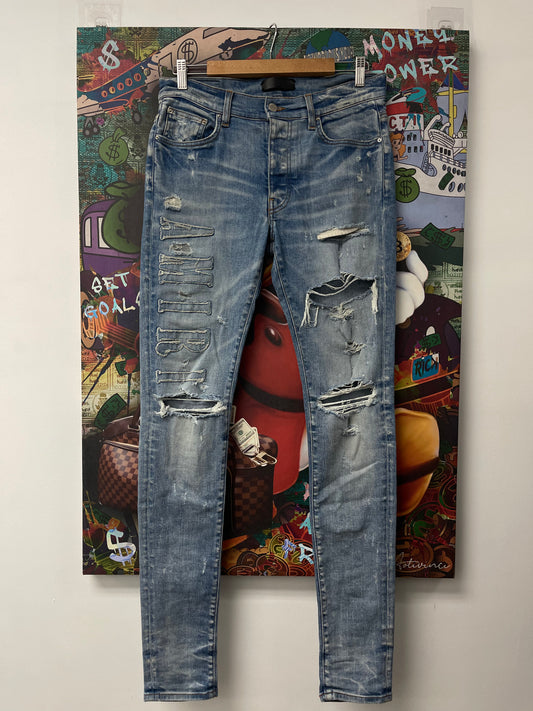 Amiri Jeans Light Wash Applique  Used