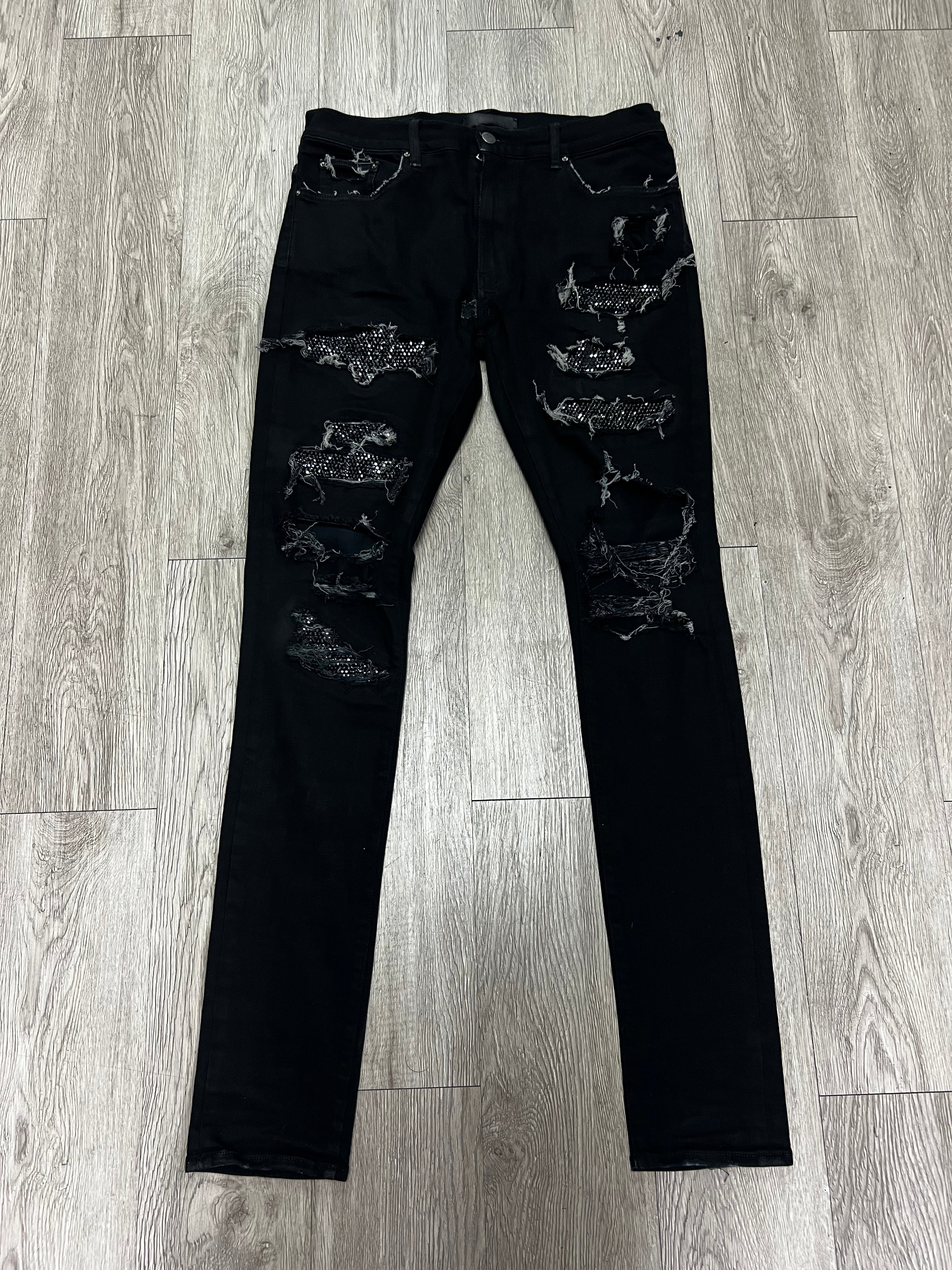 Amiri Jeans Black Swarovski Thrasher Jeans