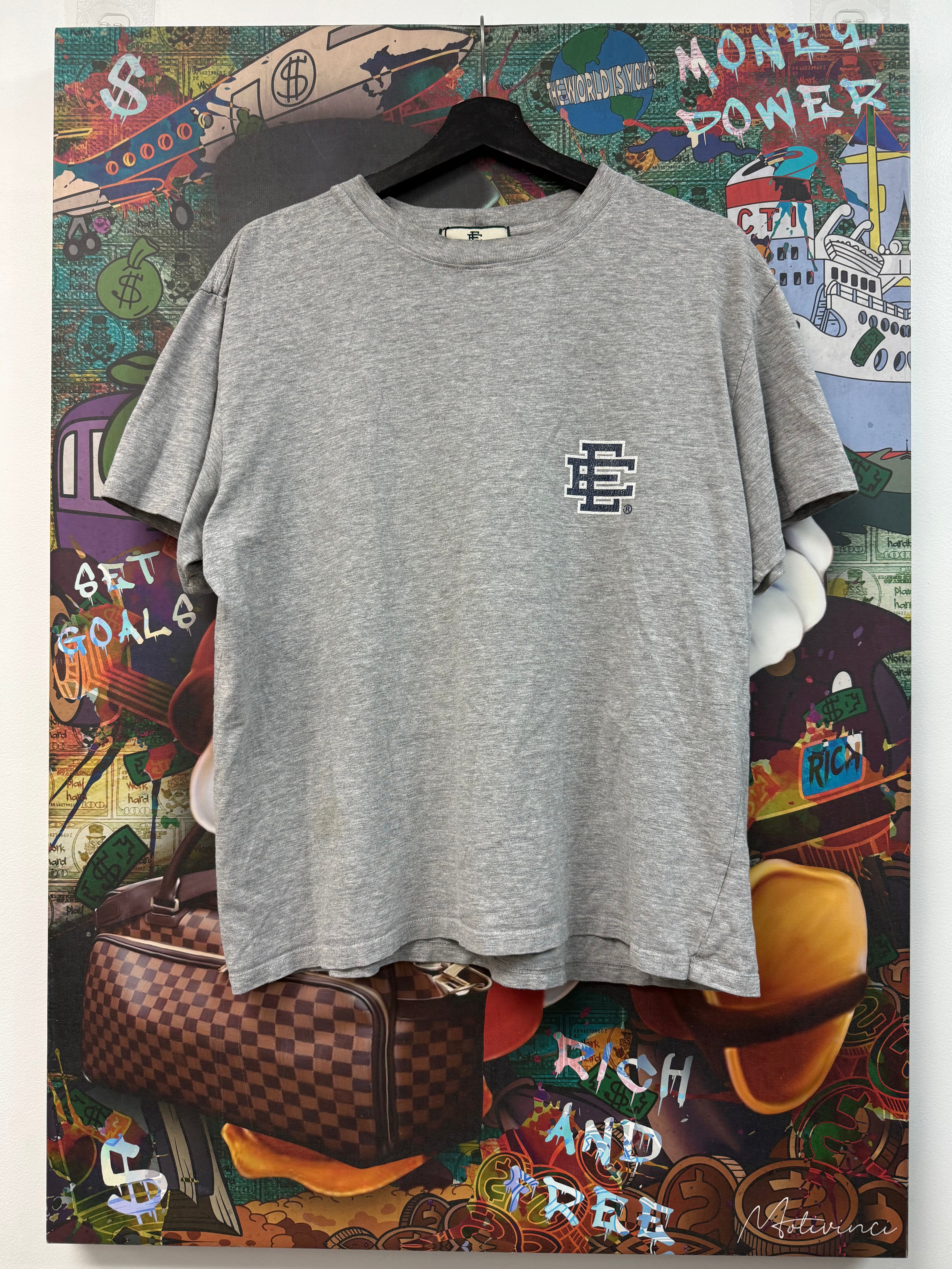 Eric Emanuel Grey Navy Small Logo Tee