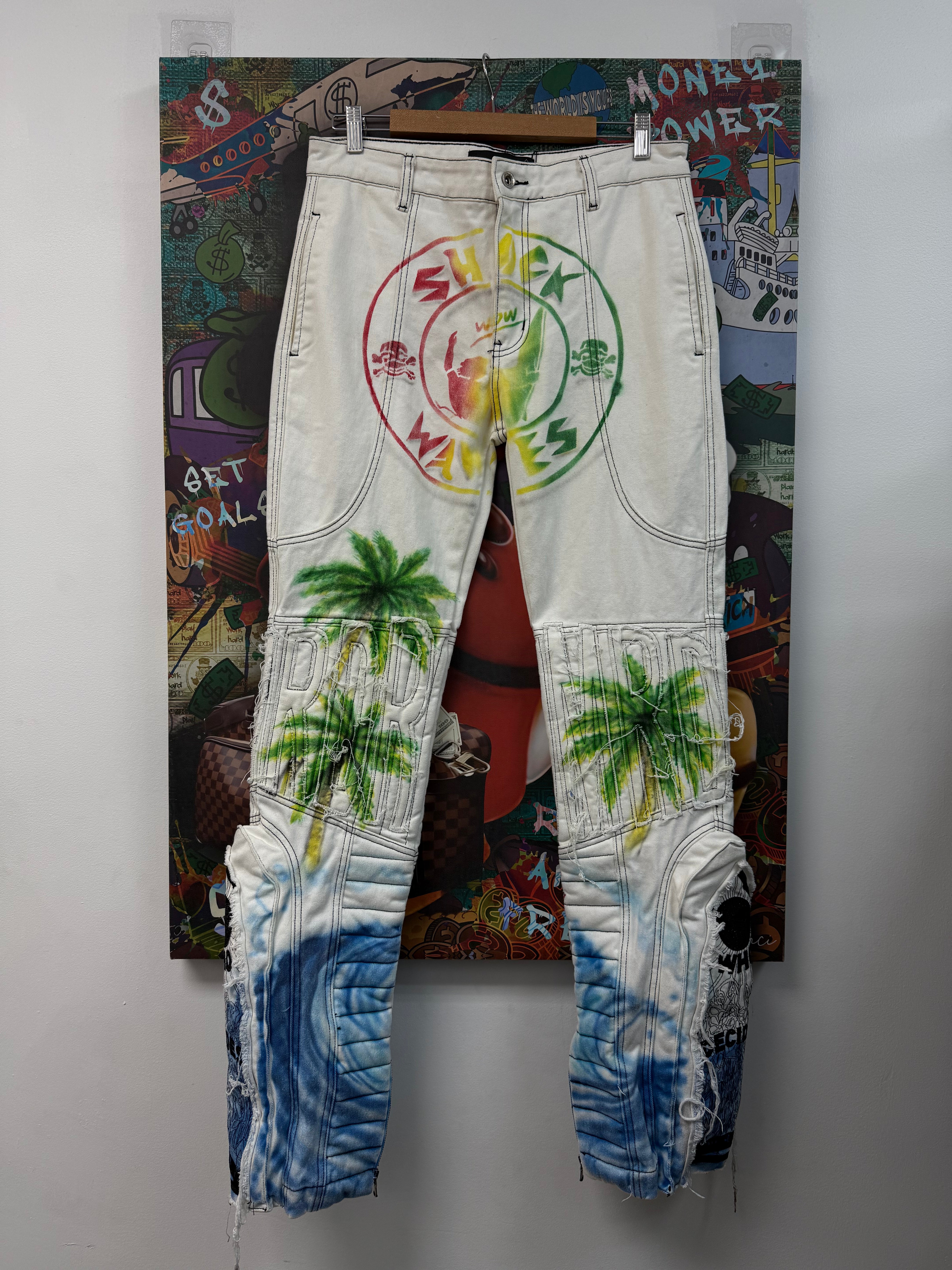 Who Decides War Moto Sky Denim White Palm Jeans