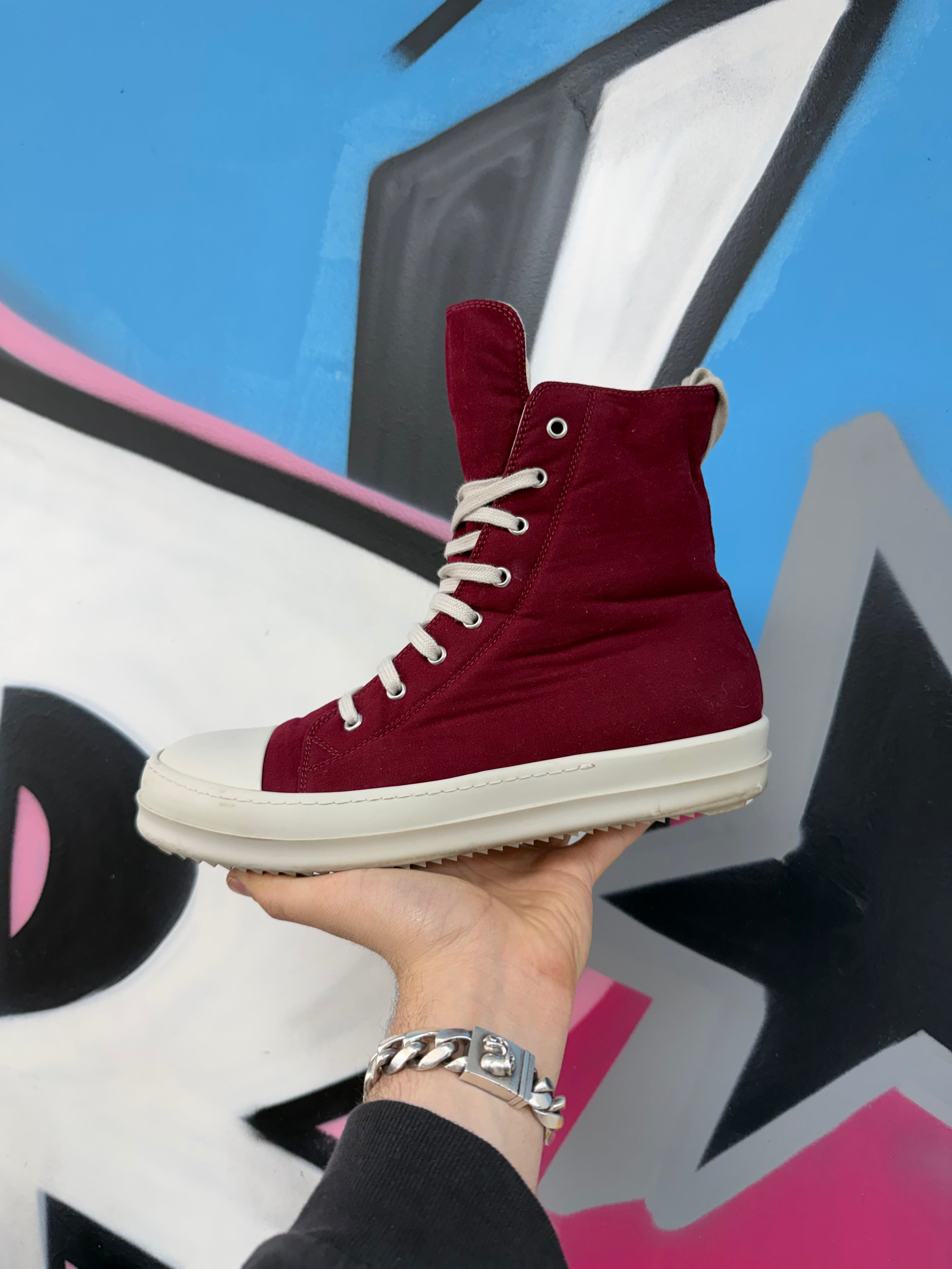 Rick Owens Burgundy DRKSHDW Ramone High Sneakers