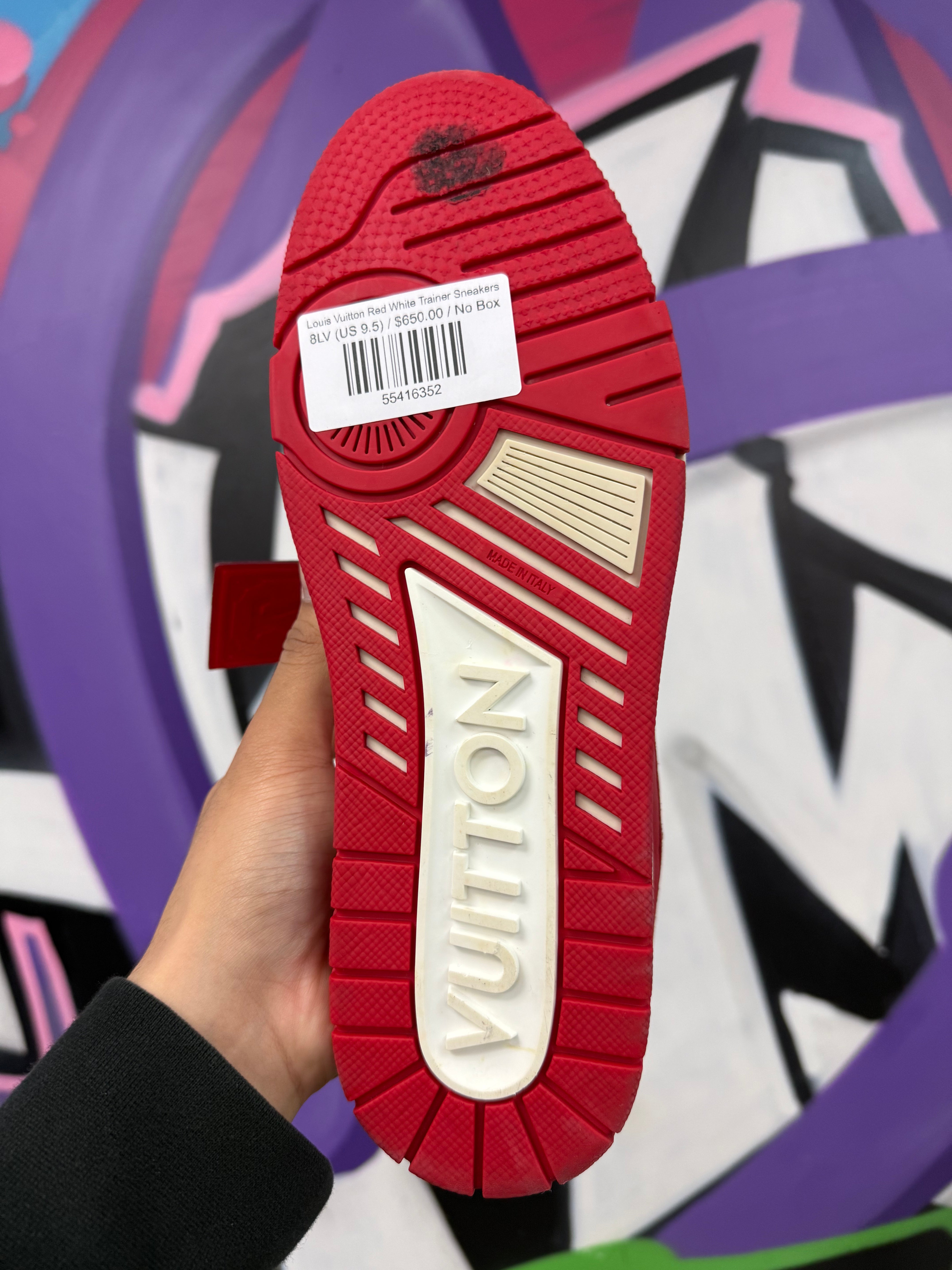 Louis Vuitton Red White Trainer Sneakers