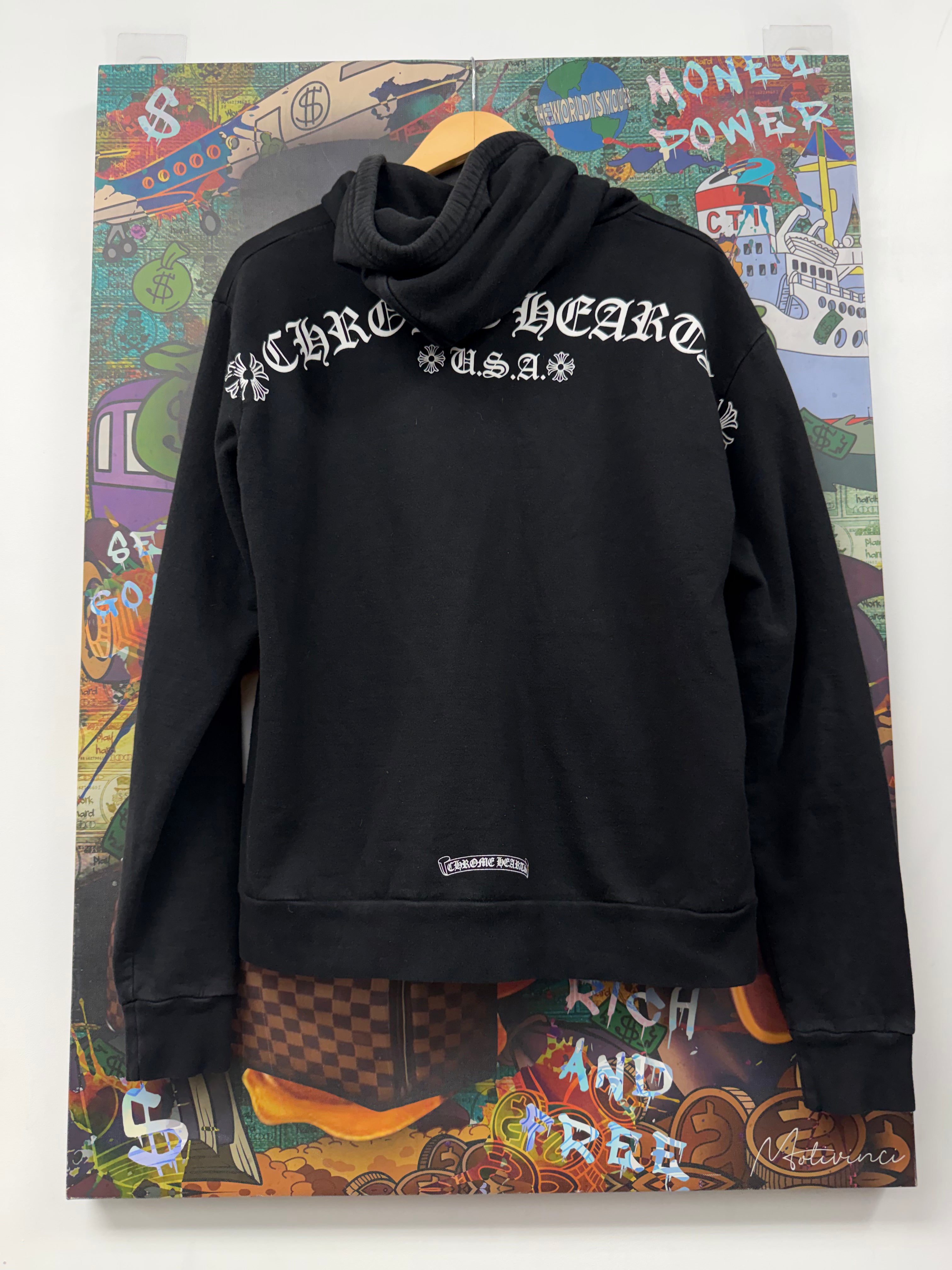Chrome  Hearts Black T Bar USA Shoulder Logo Zip Up