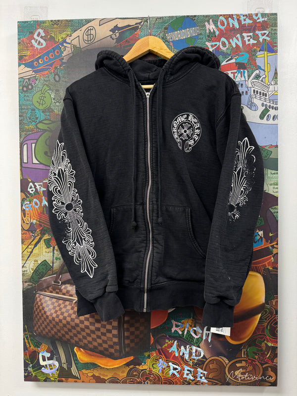 Chrome Hearts Black Hong Kong Floral Horseshoe Thermal Zip Up