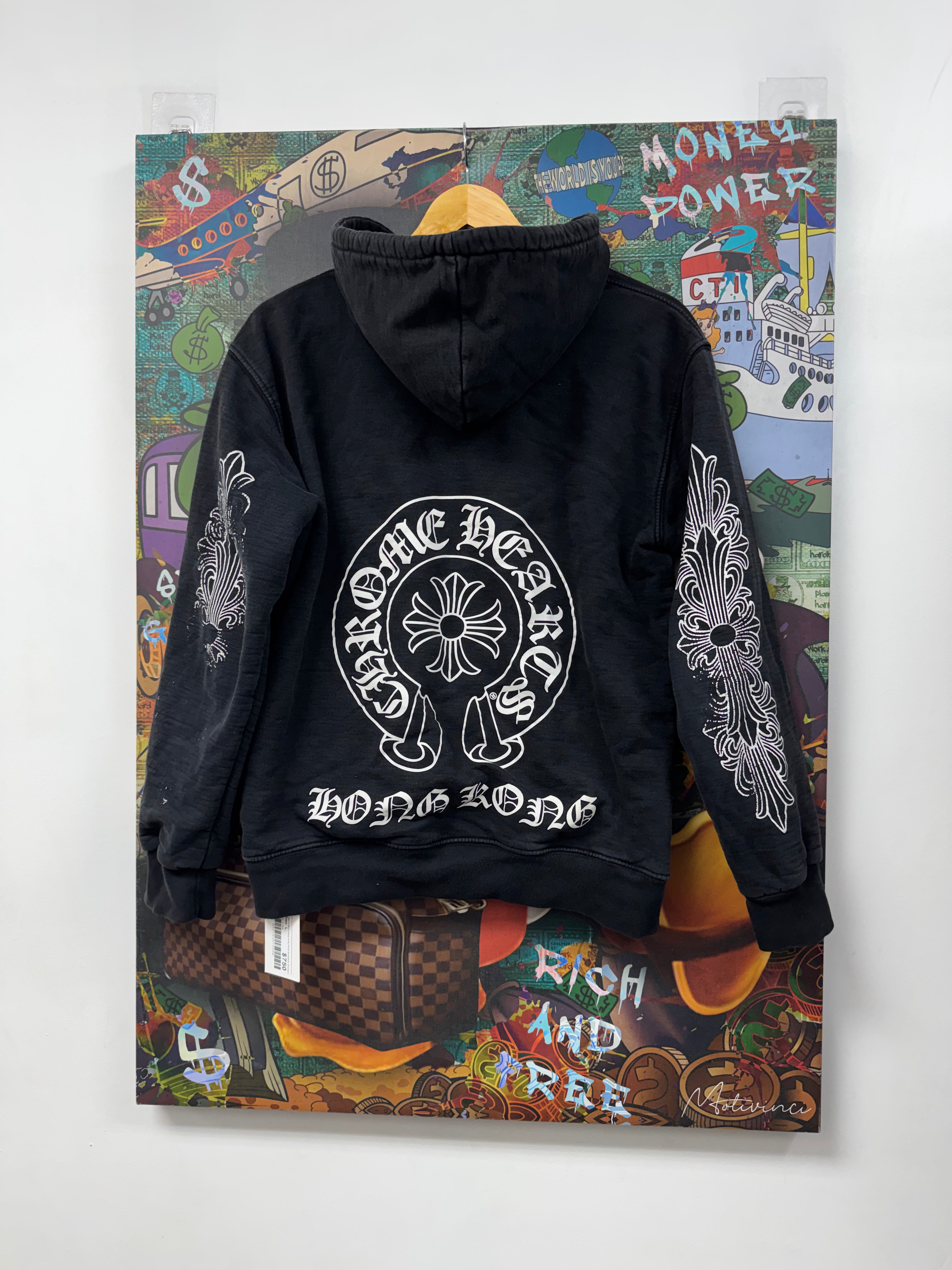 Chrome Hearts Black Hong Kong Floral Horseshoe Thermal Zip Up