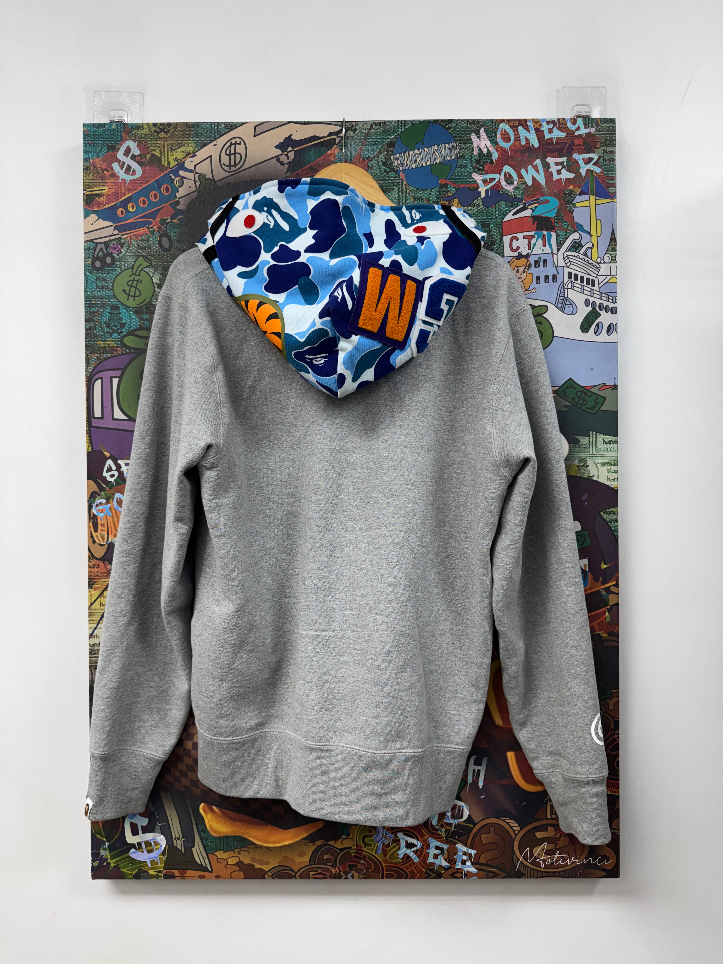 BAPE Grey Blue Camo Shark Zip Up