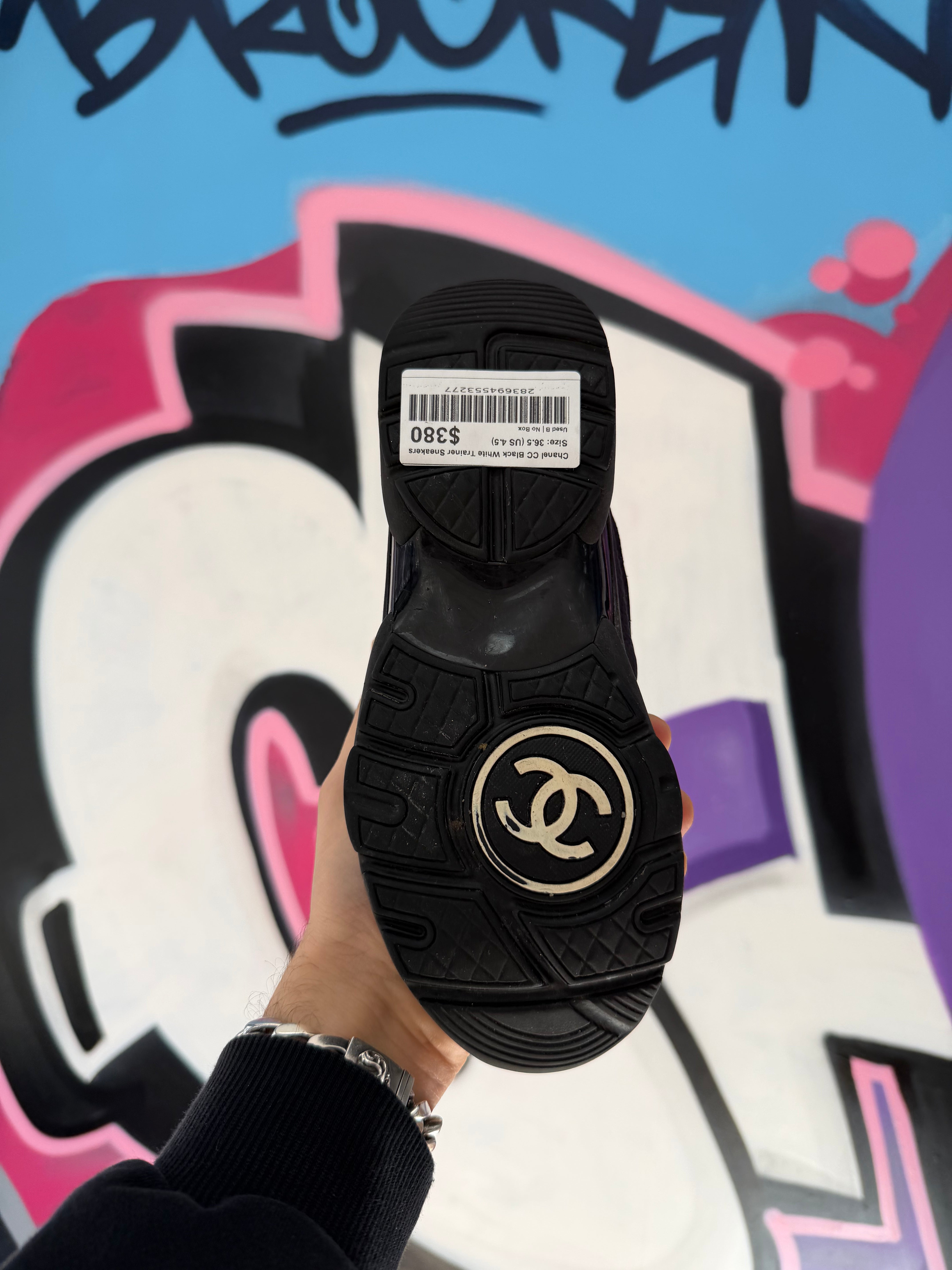 Chanel CC Black White Trainer Sneakers