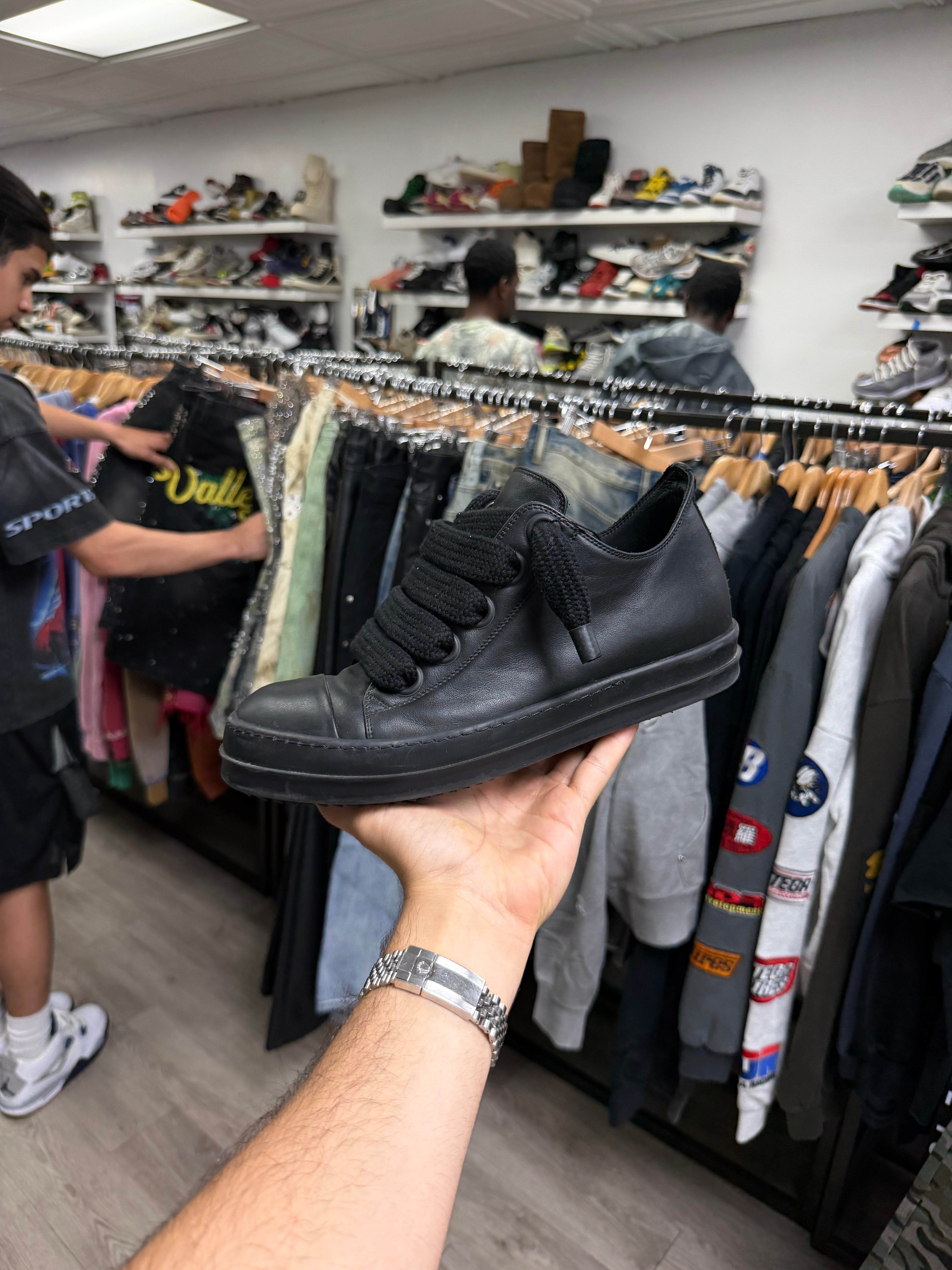 Rick Owens Black Jumbo Lace Mainline Sneakers