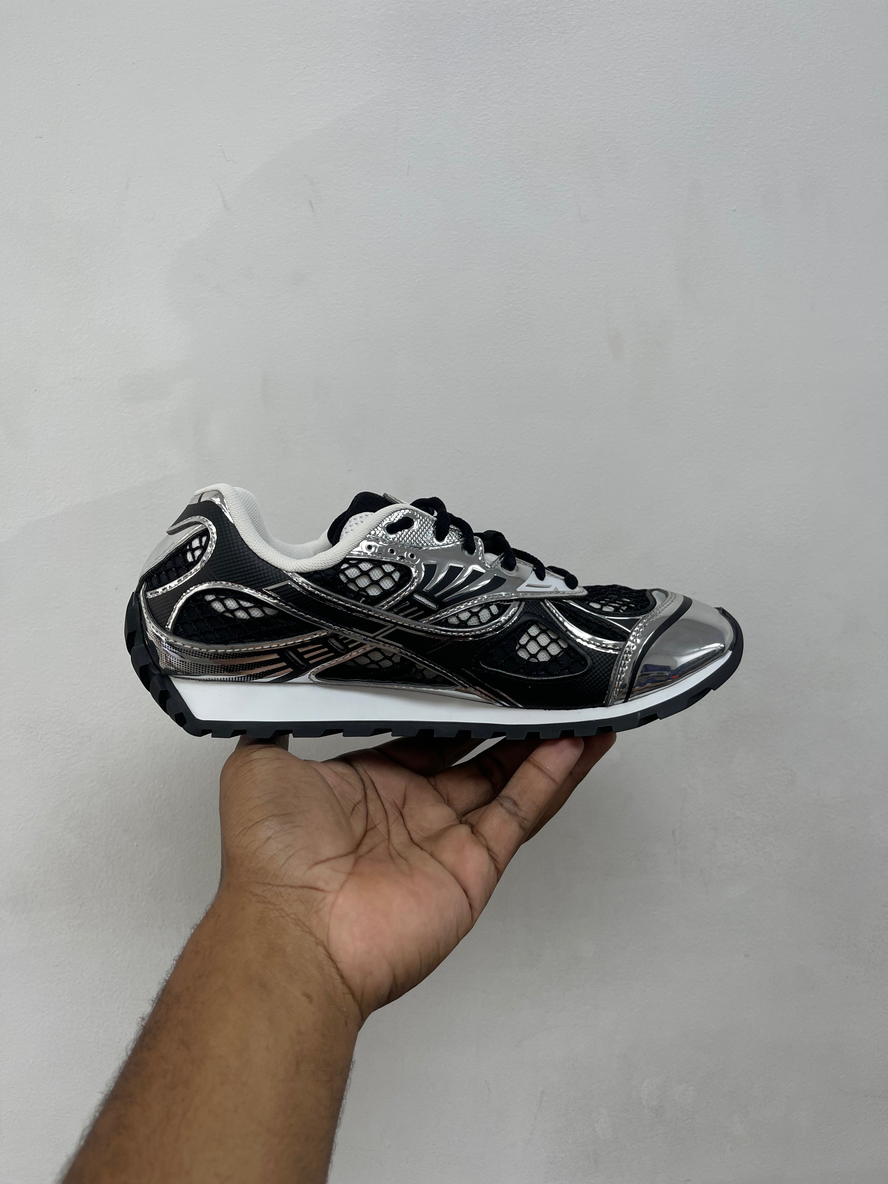 Bottega Veneta Black & Silver Orbit Sneakers