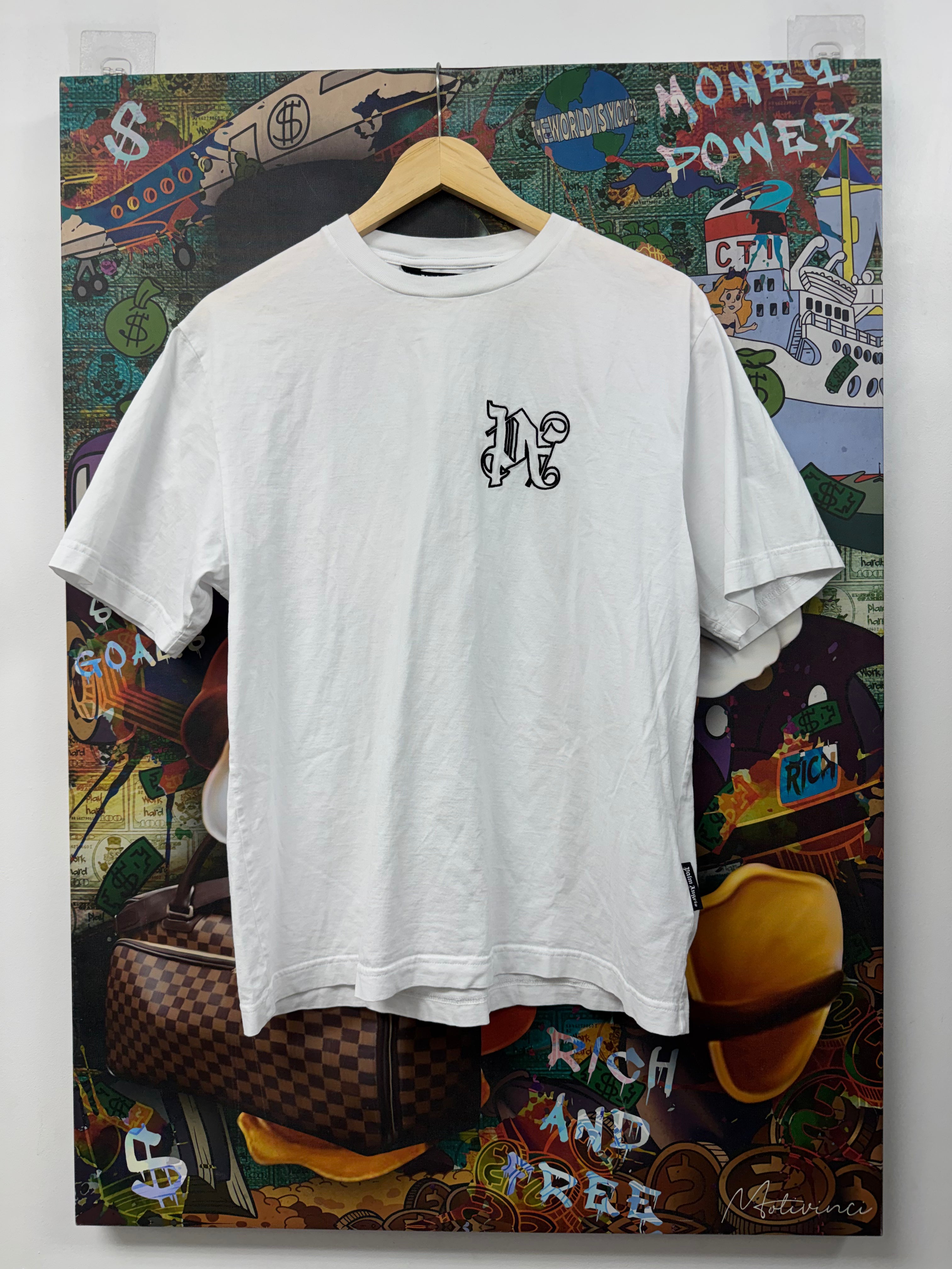 Palm Angels White Black PA Logo Tee
