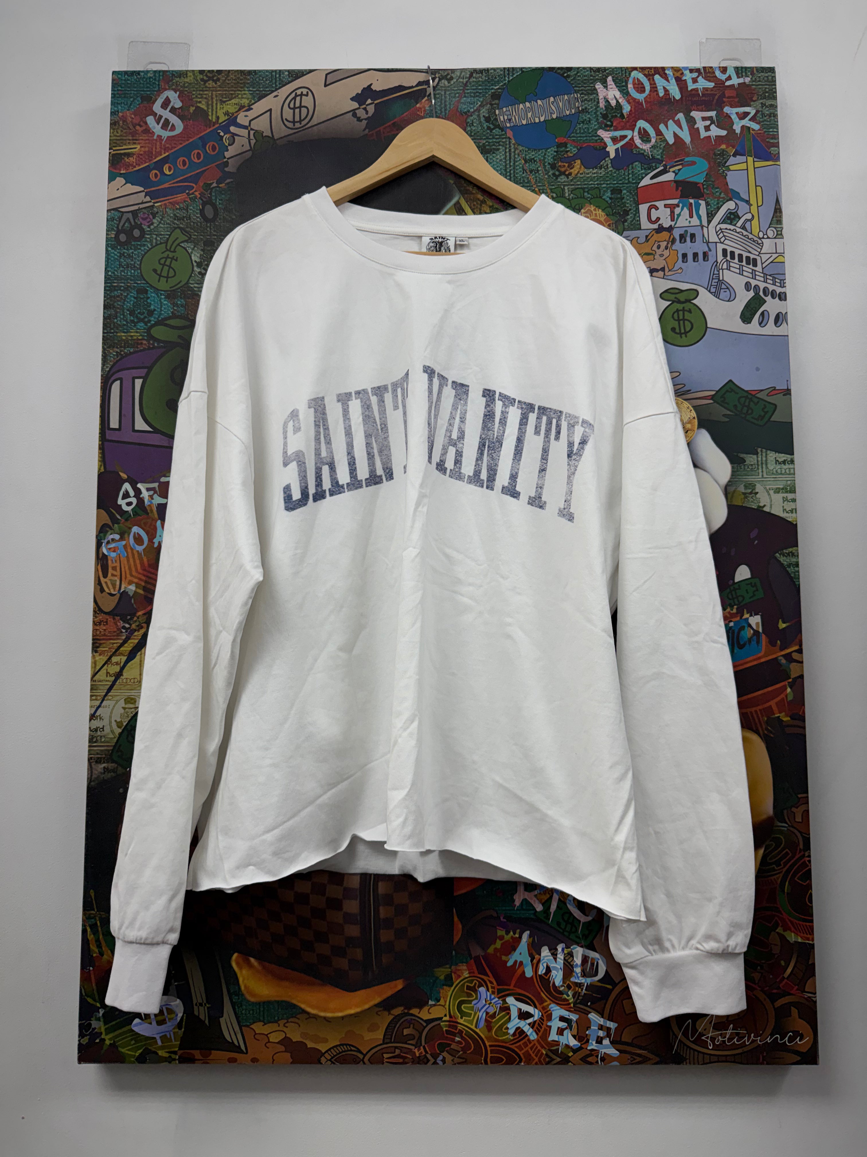 Saint Vanity White Blue Arc Logo Long Sleeve