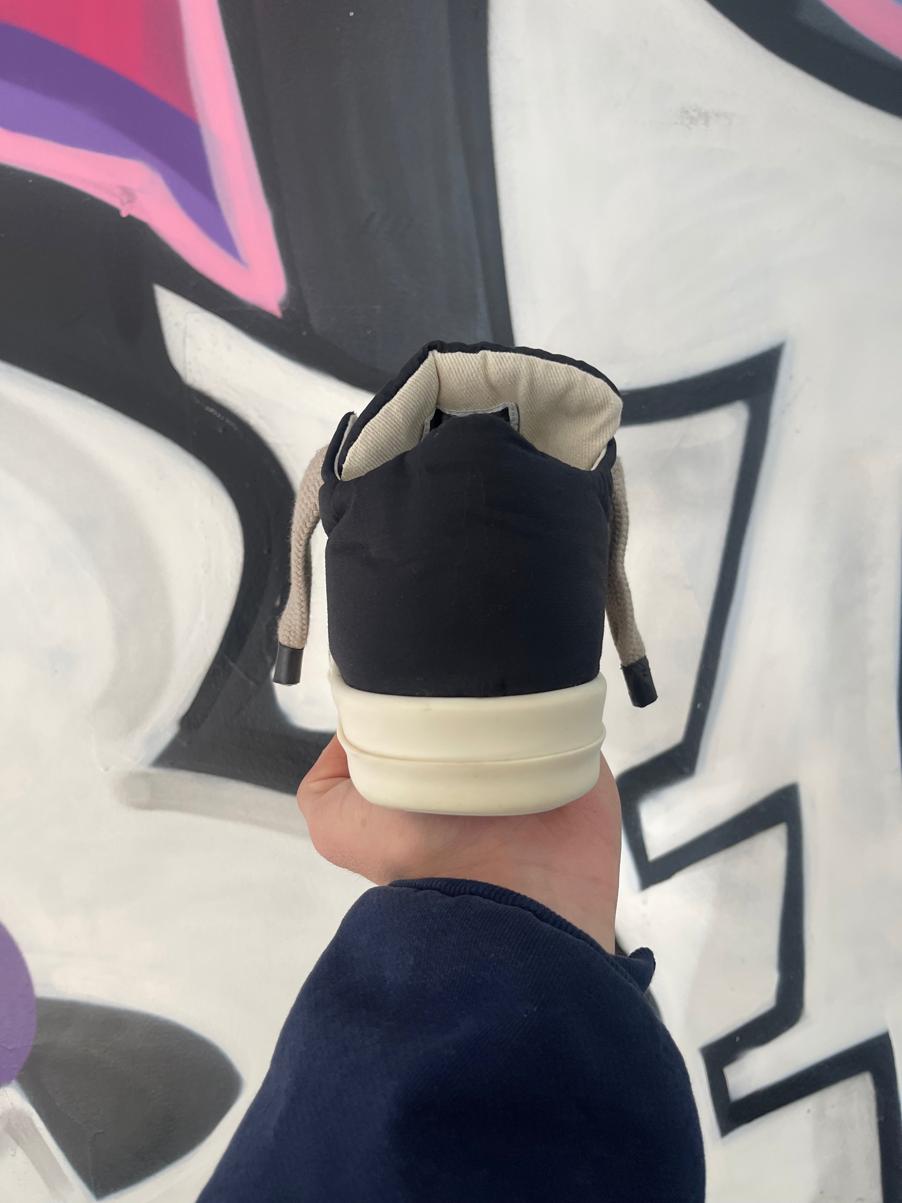 Rick Owens Black Nylon Jumbo Lace Low Sneakers