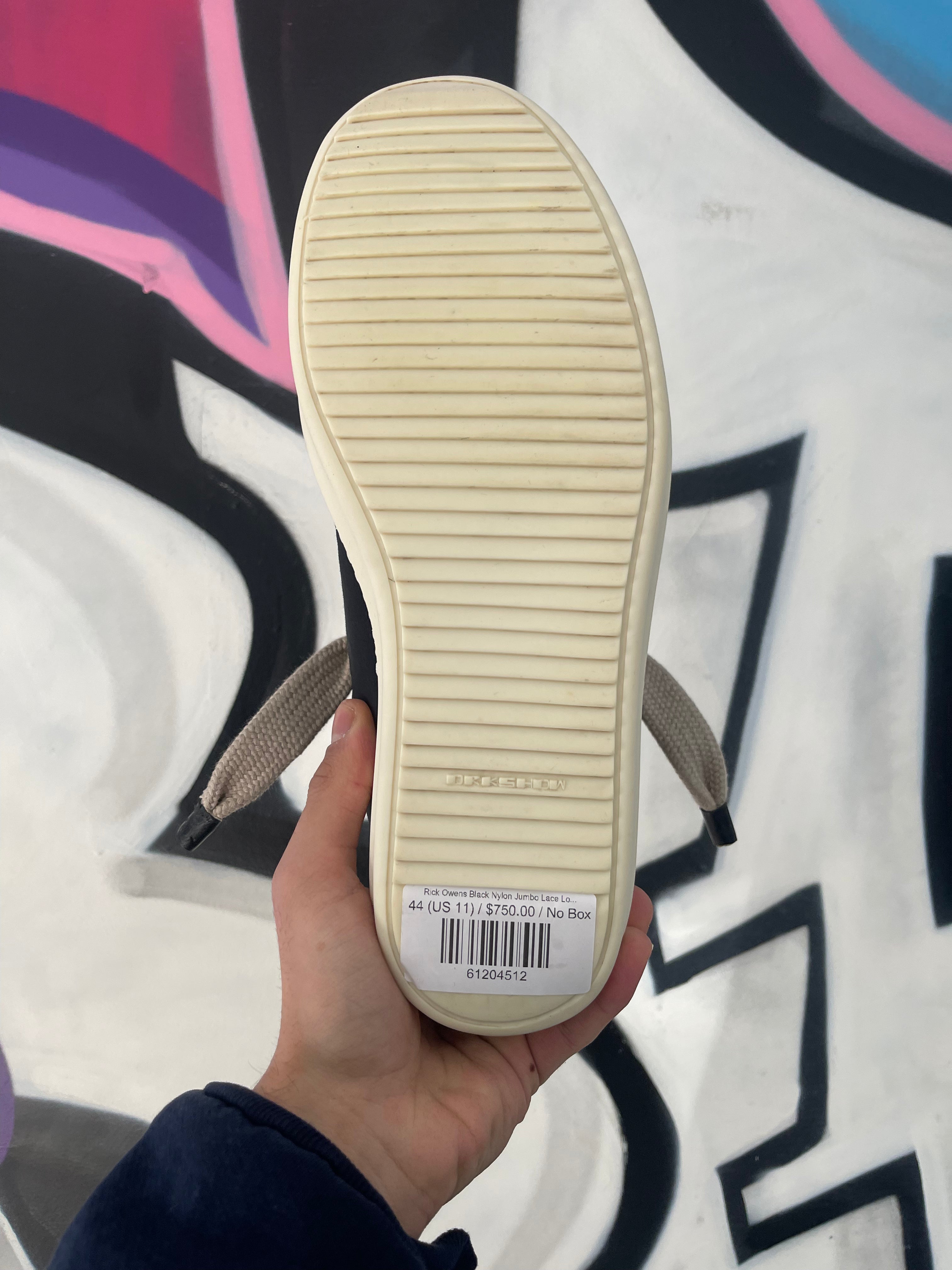 Rick Owens Black Nylon Jumbo Lace Low Sneakers