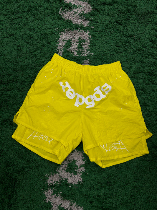 Sp5der Double Layer Shorts Yellow Used Large N/A