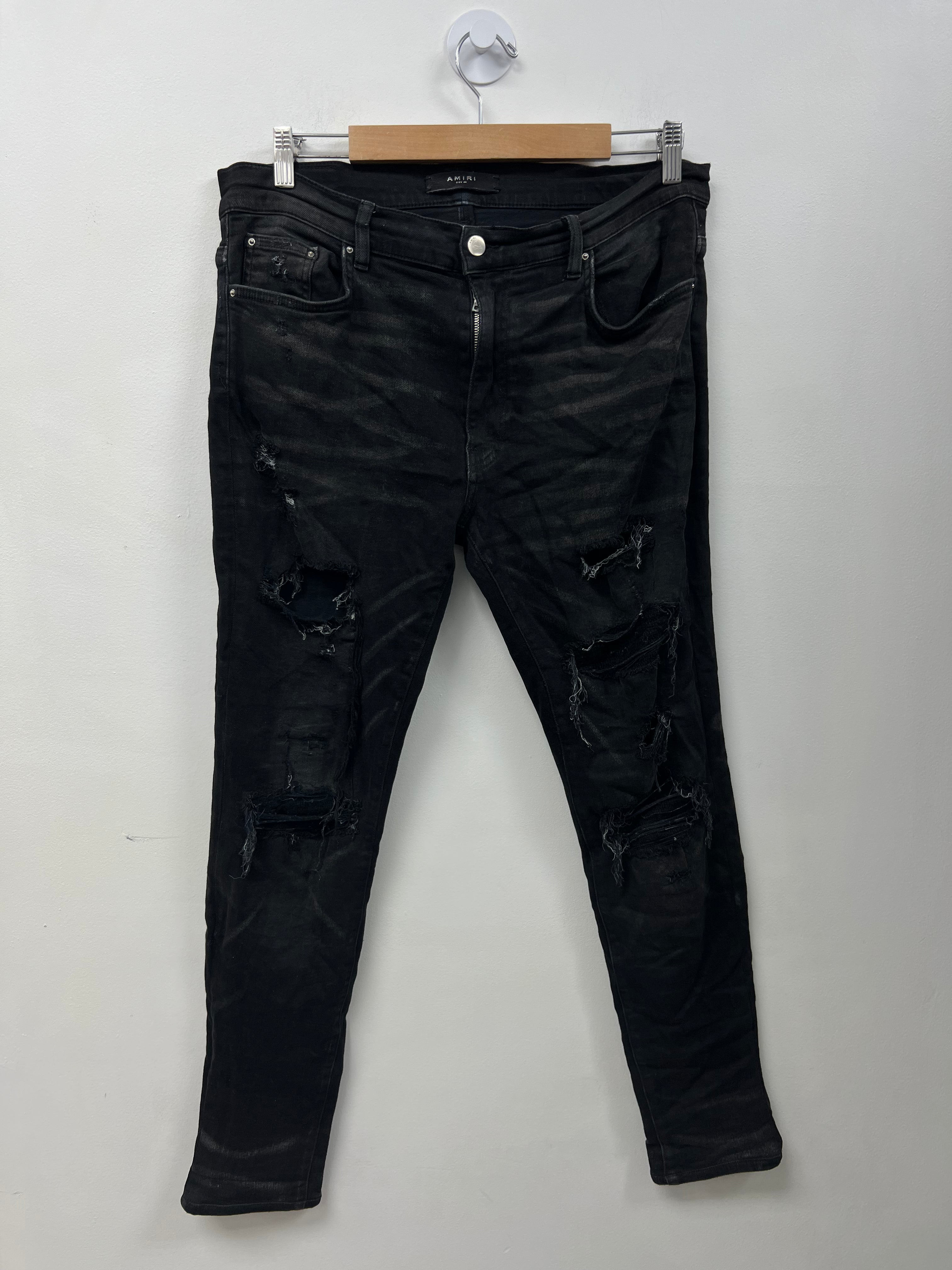 Amiri Black Wash Wool Patch (Repaired) Jeans