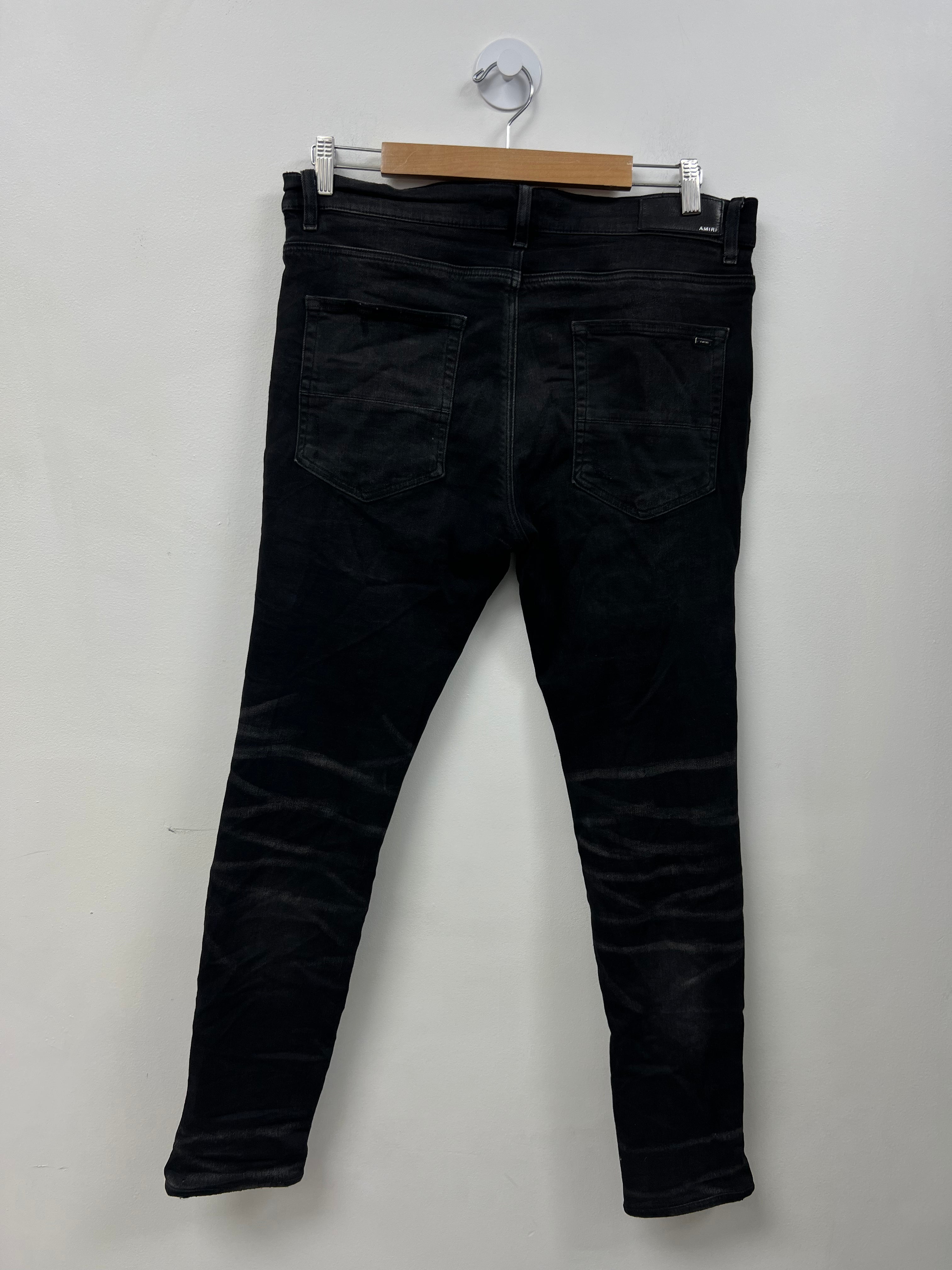 Amiri Black Wash Wool Patch (Repaired) Jeans