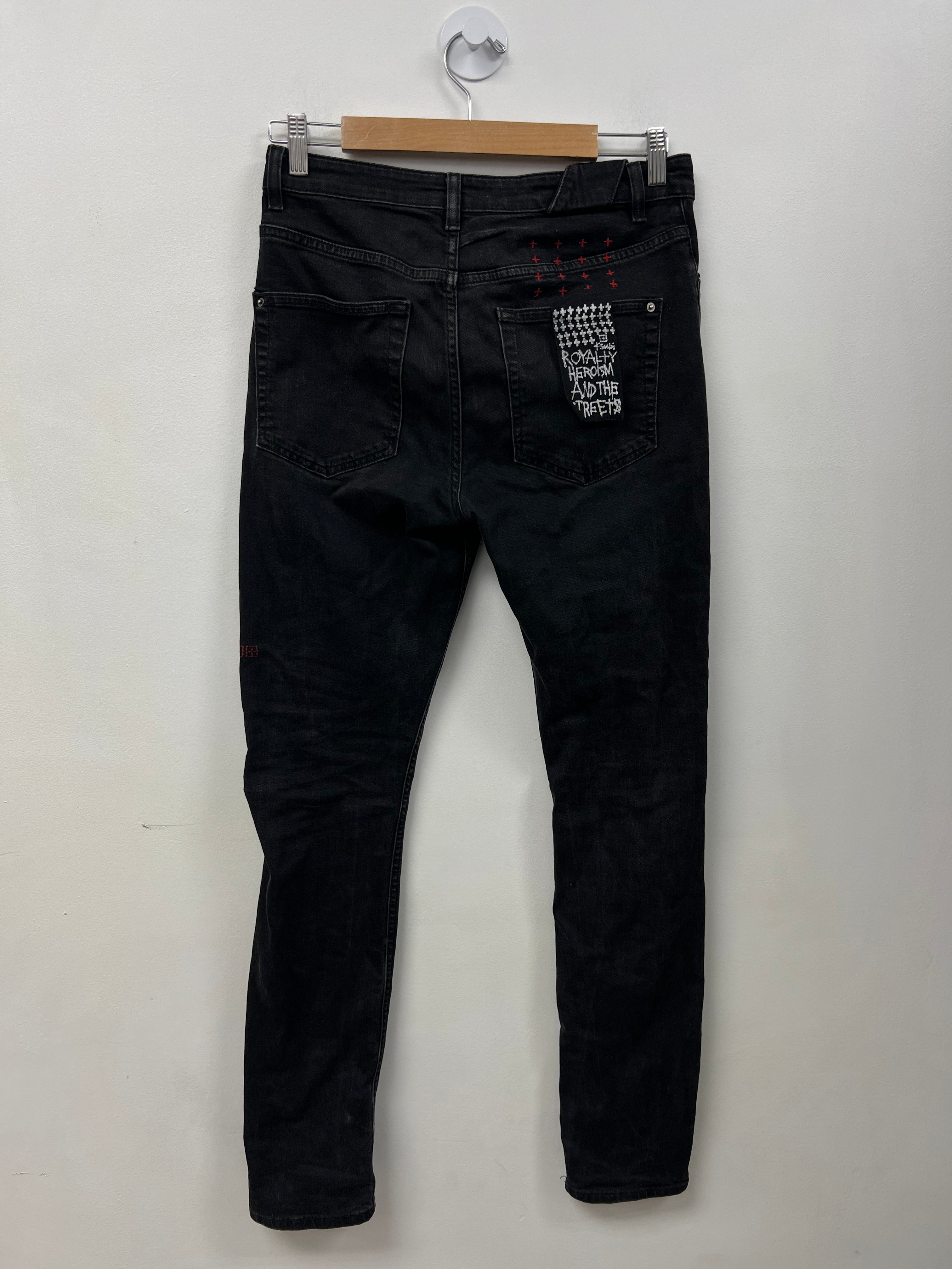 Ksubi Black Wash Red Plain Jeans