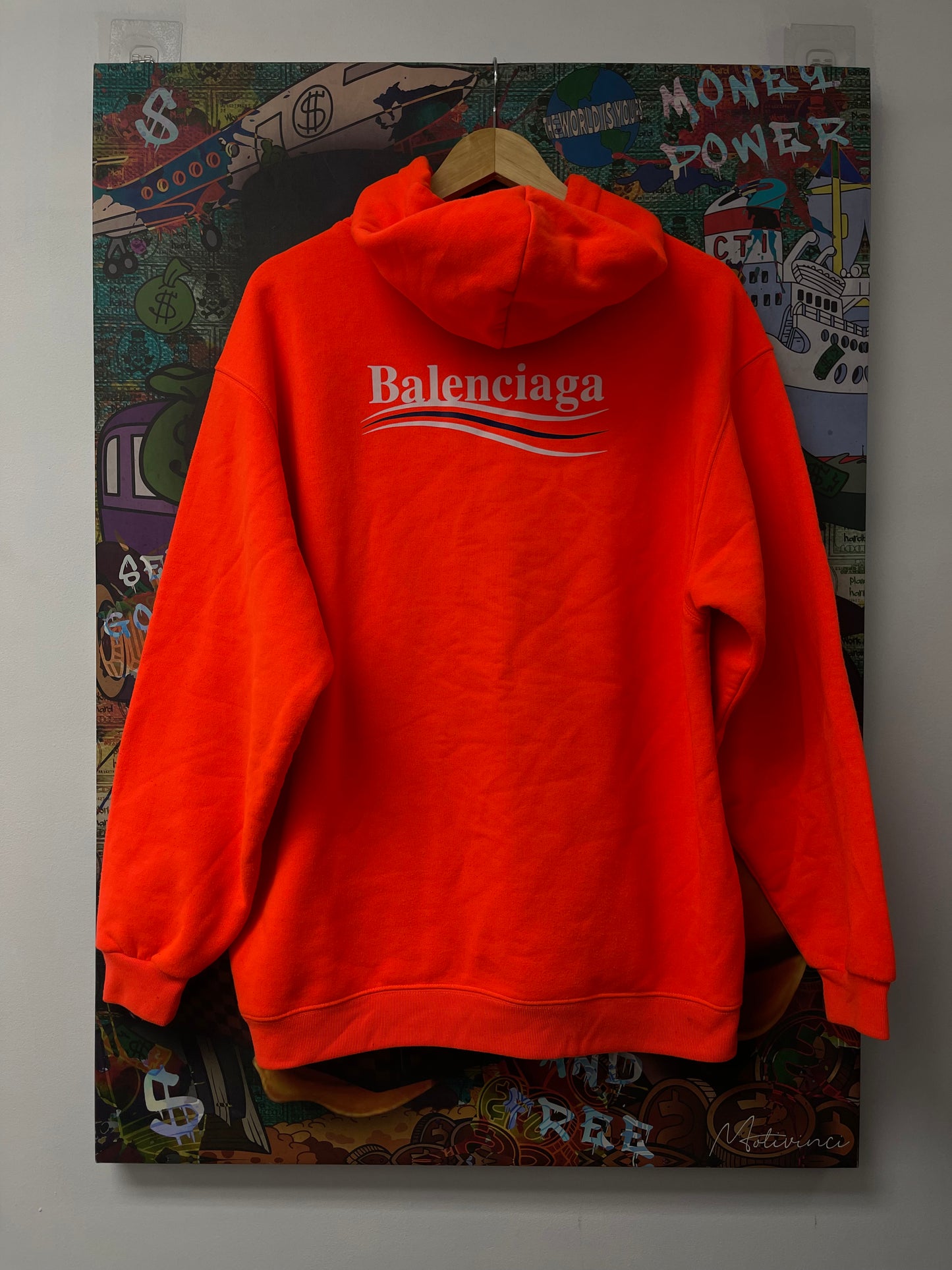 Balenciaga Orange Logo Hoodie  Used