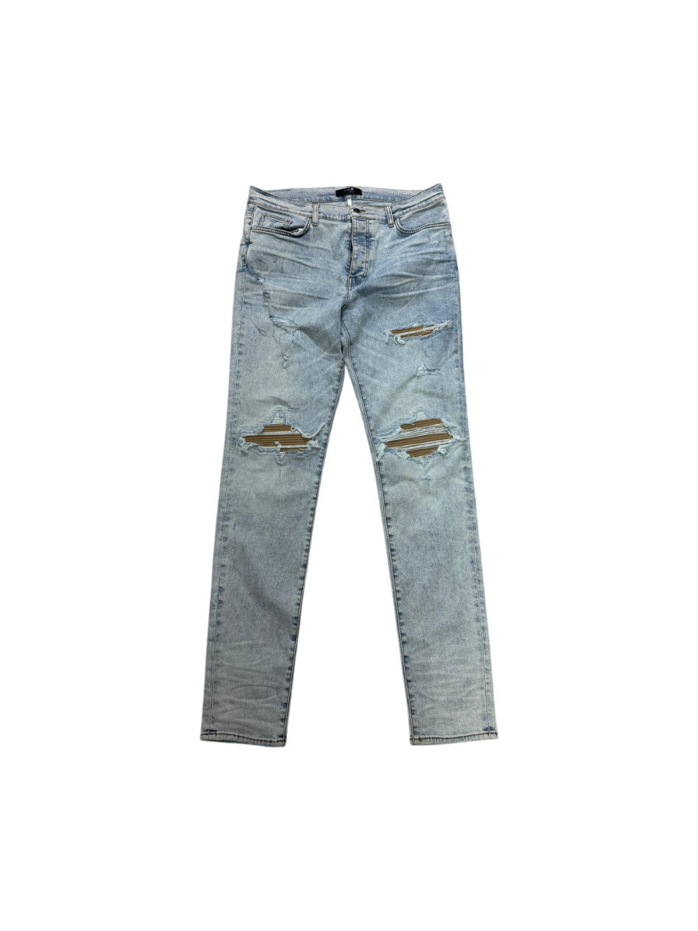 Amiri "MX1" Suede Patch Light Wash & Tan Jeans