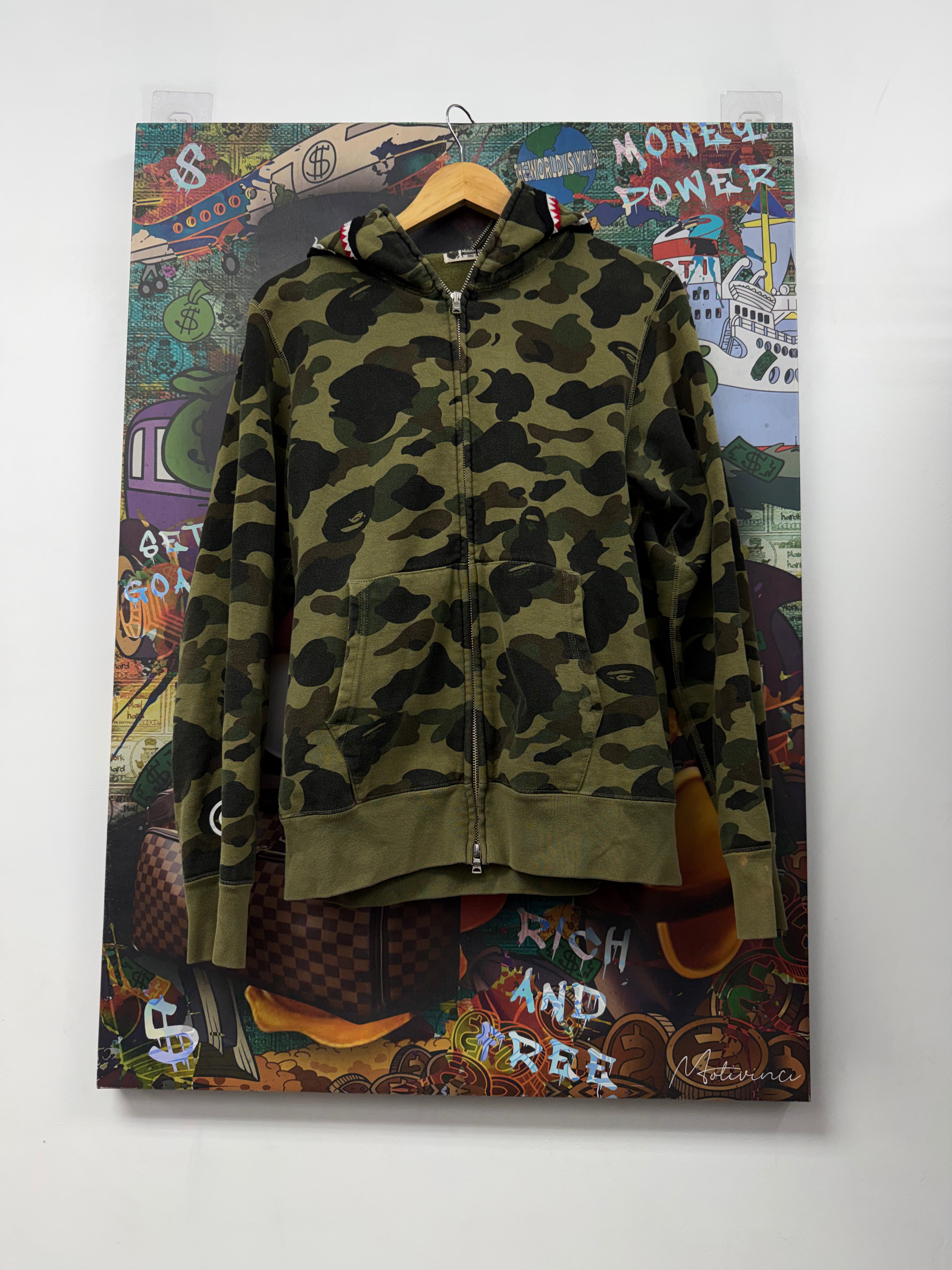 Bape Green Camo Shark Zip Up