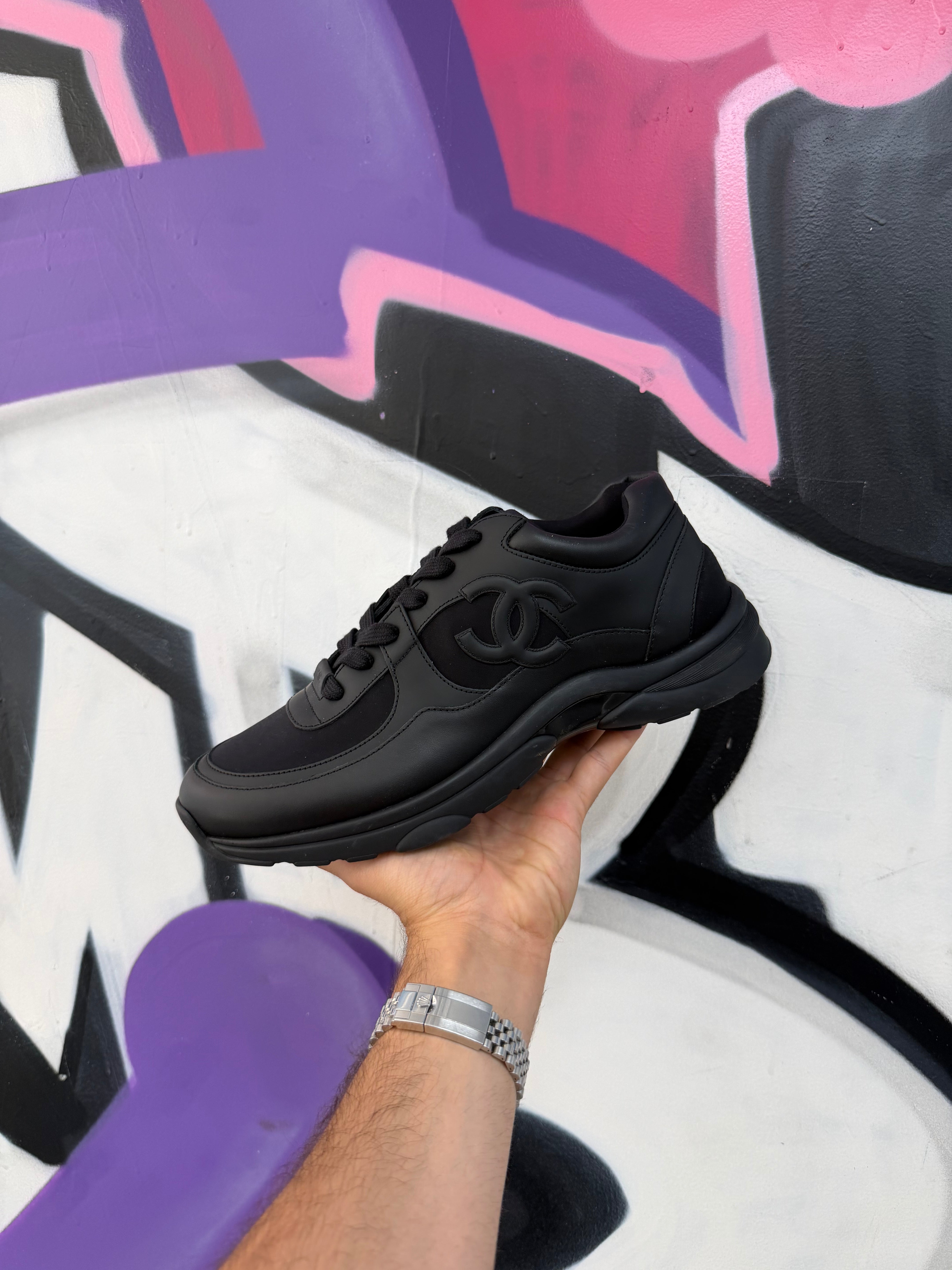 Chanel Black Uniform Runner Sneakers