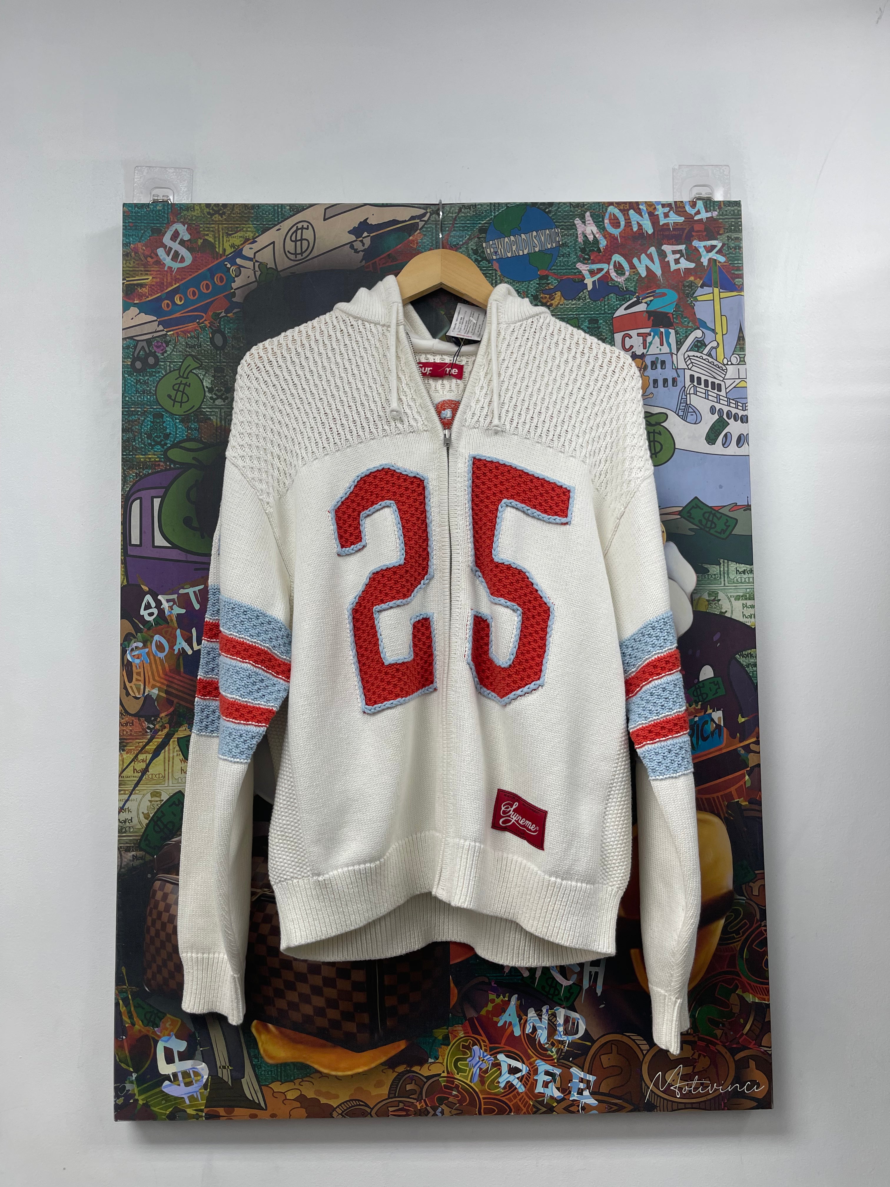 Supreme Whiite Red Blue FW25 Zip Up
