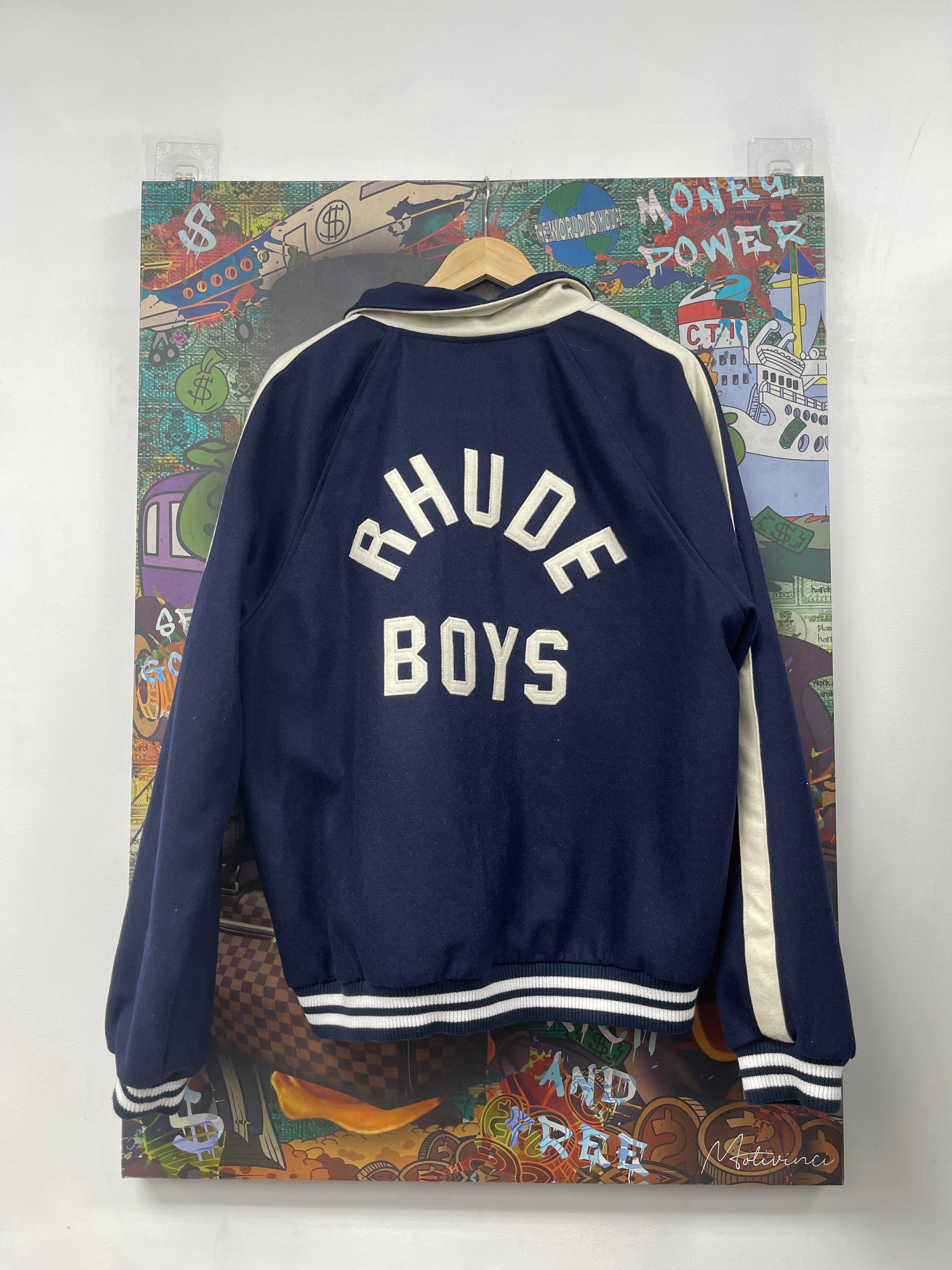 Rhude Boys Navy Cream Varsity Jacket