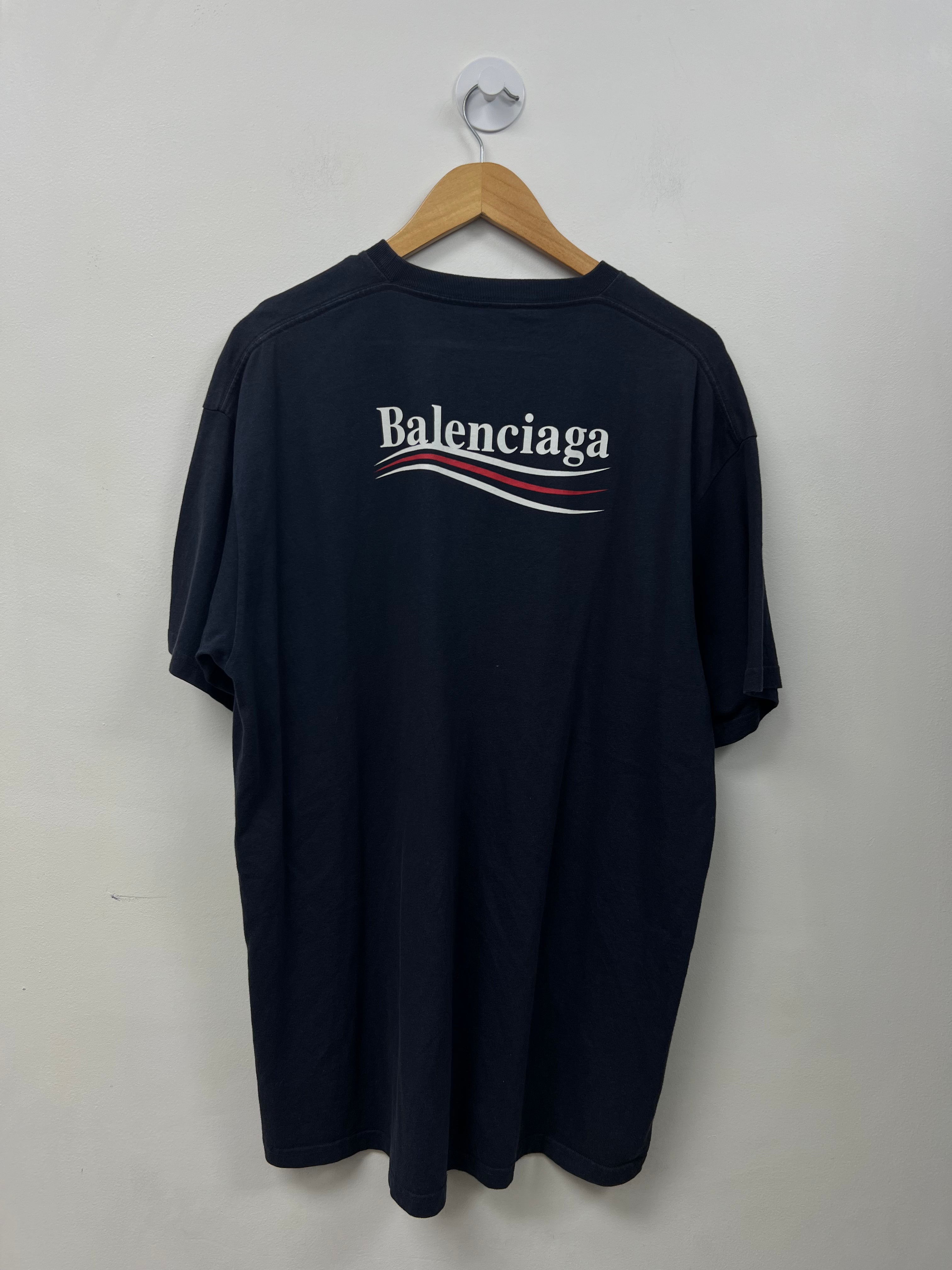 Balenciaga Navy Campaign Logo (Bleach Stain) Tee