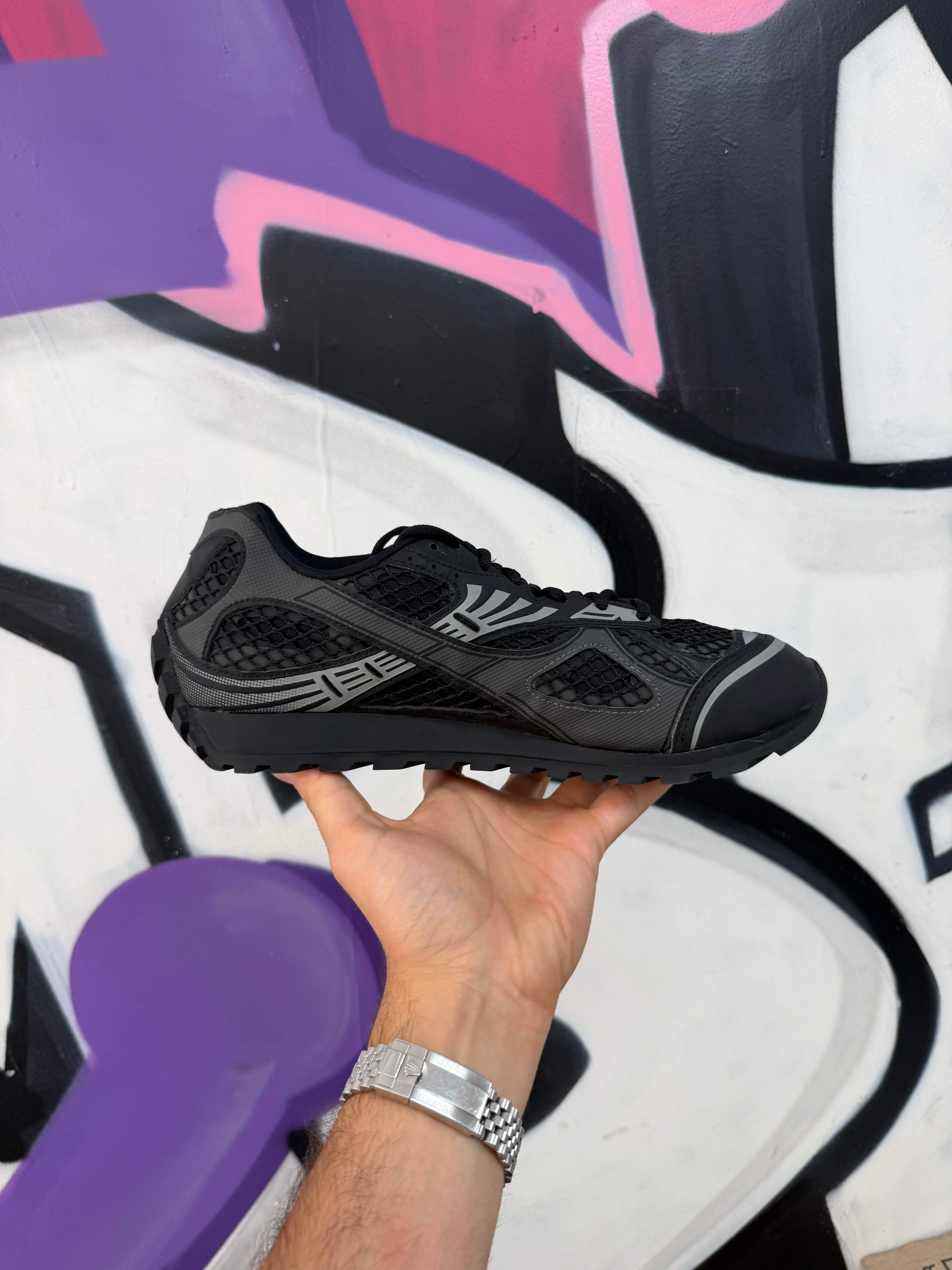 Bottega Veneta Black Silver Orbit Sneakers