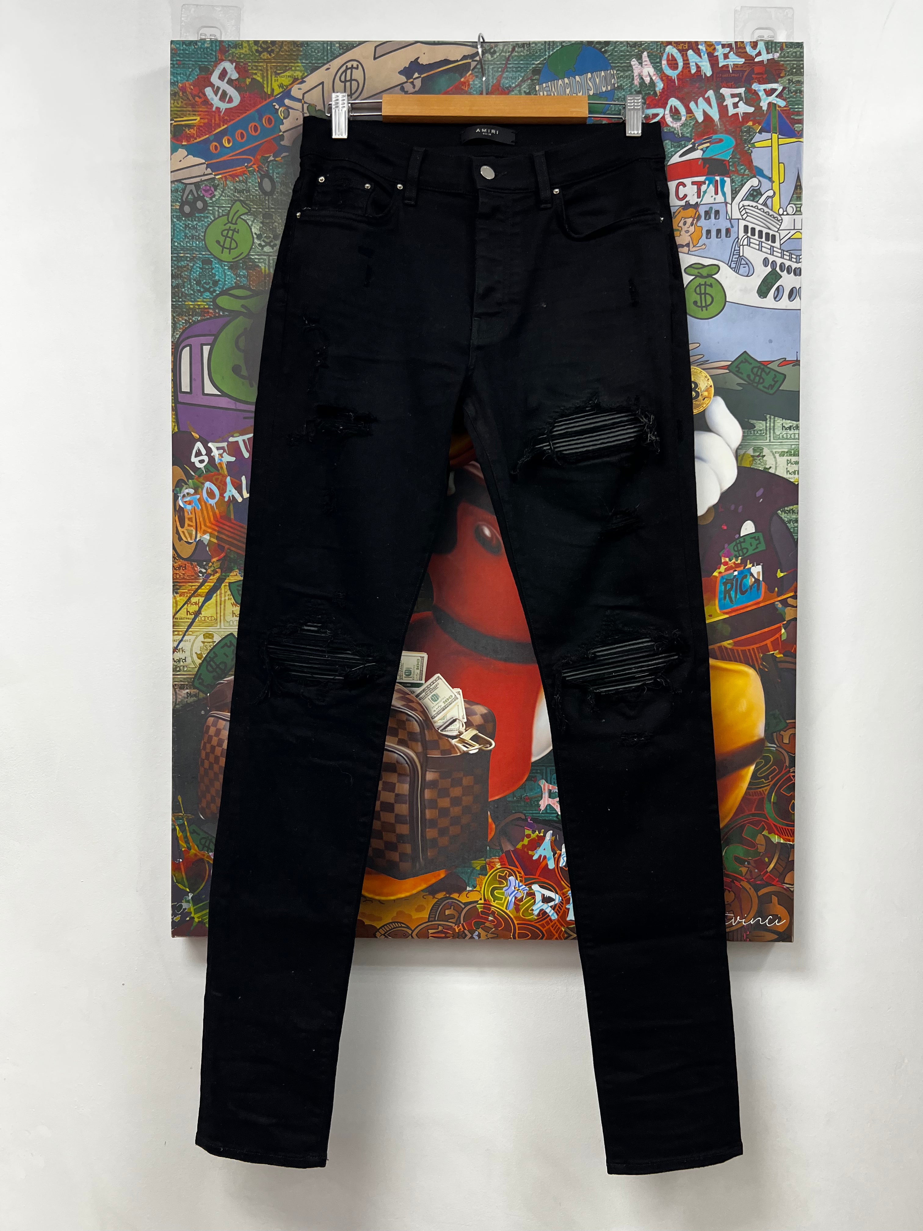 Amiri MX1 Black Black Patch Jeans