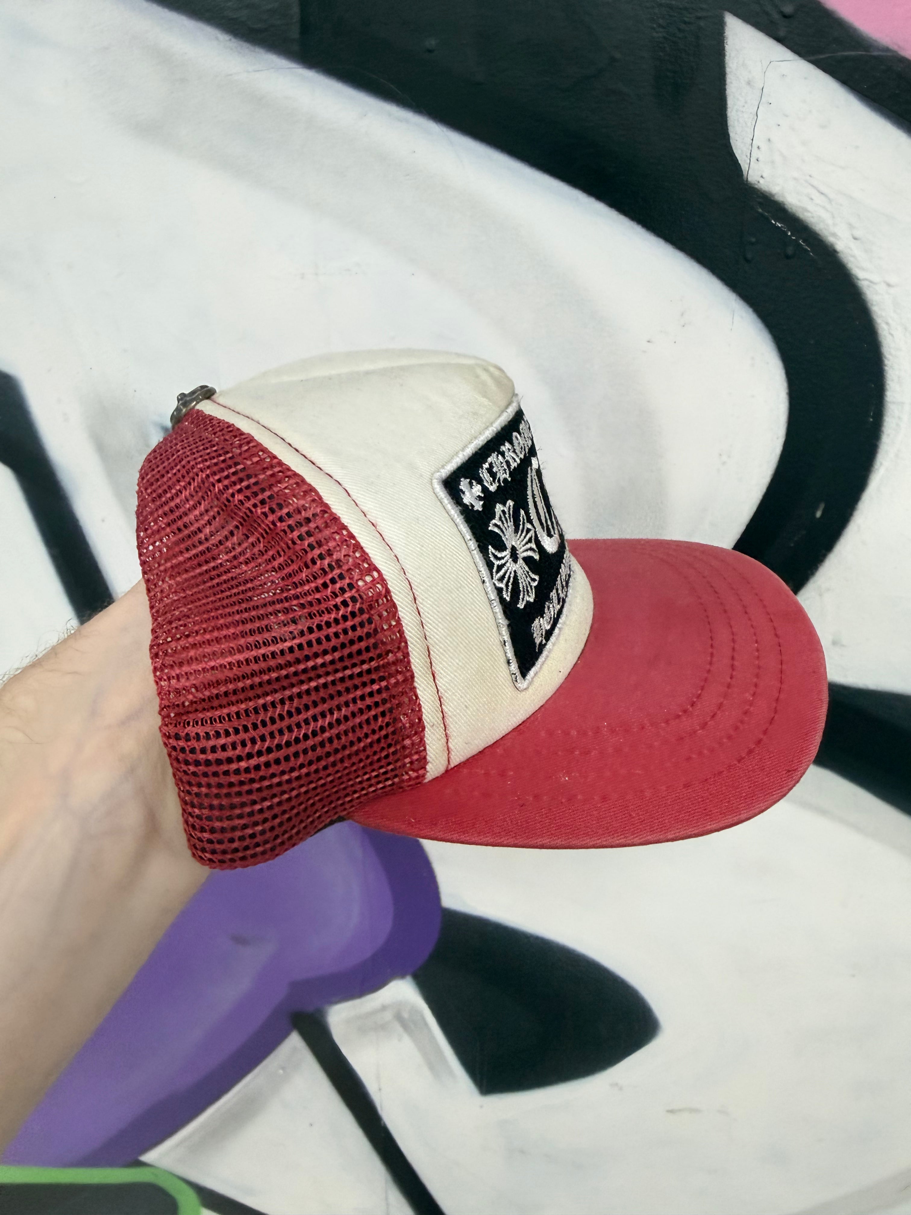 Chrome Hearts White Red CH Trucker Hat