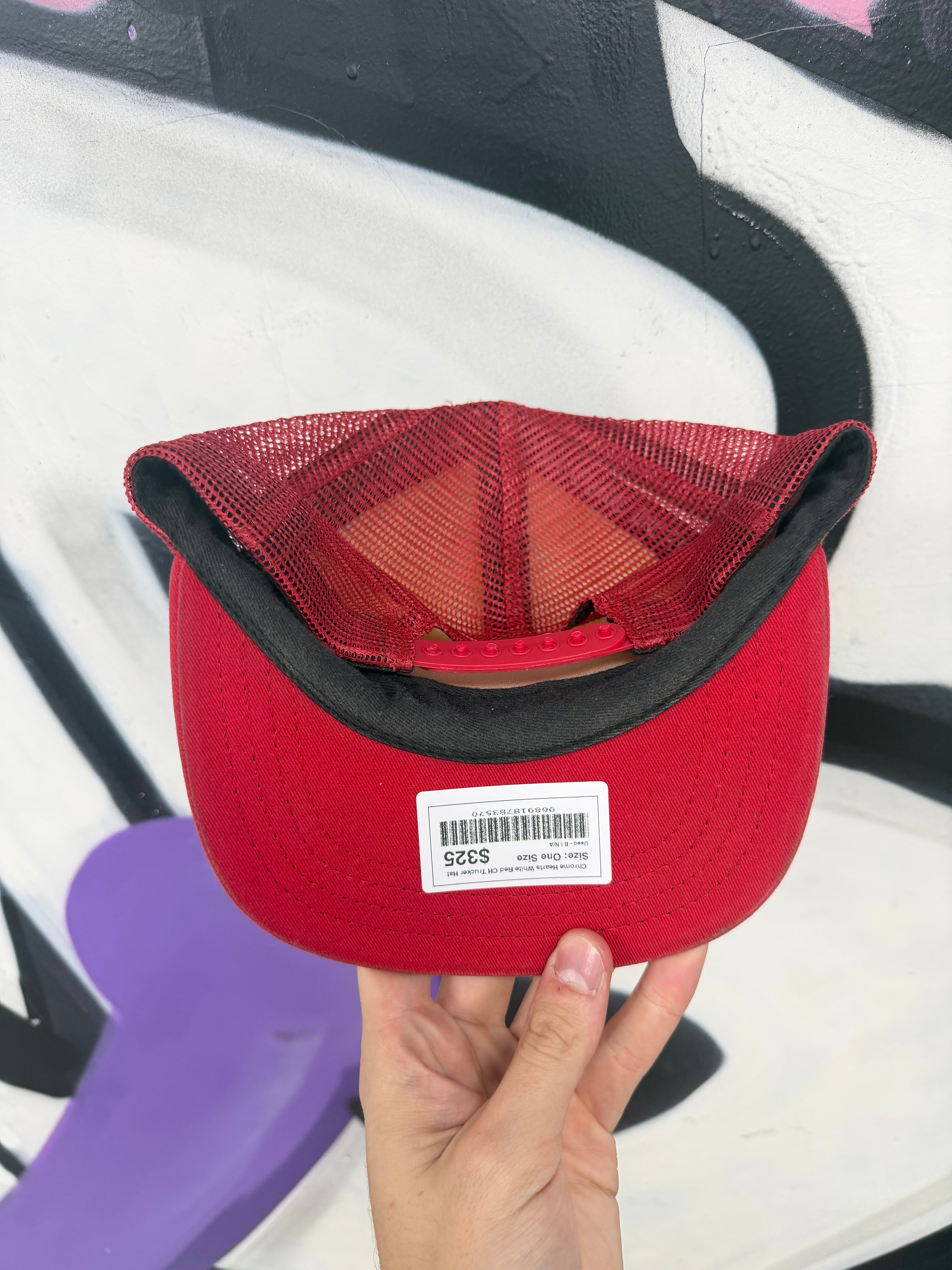 Chrome Hearts White Red CH Trucker Hat