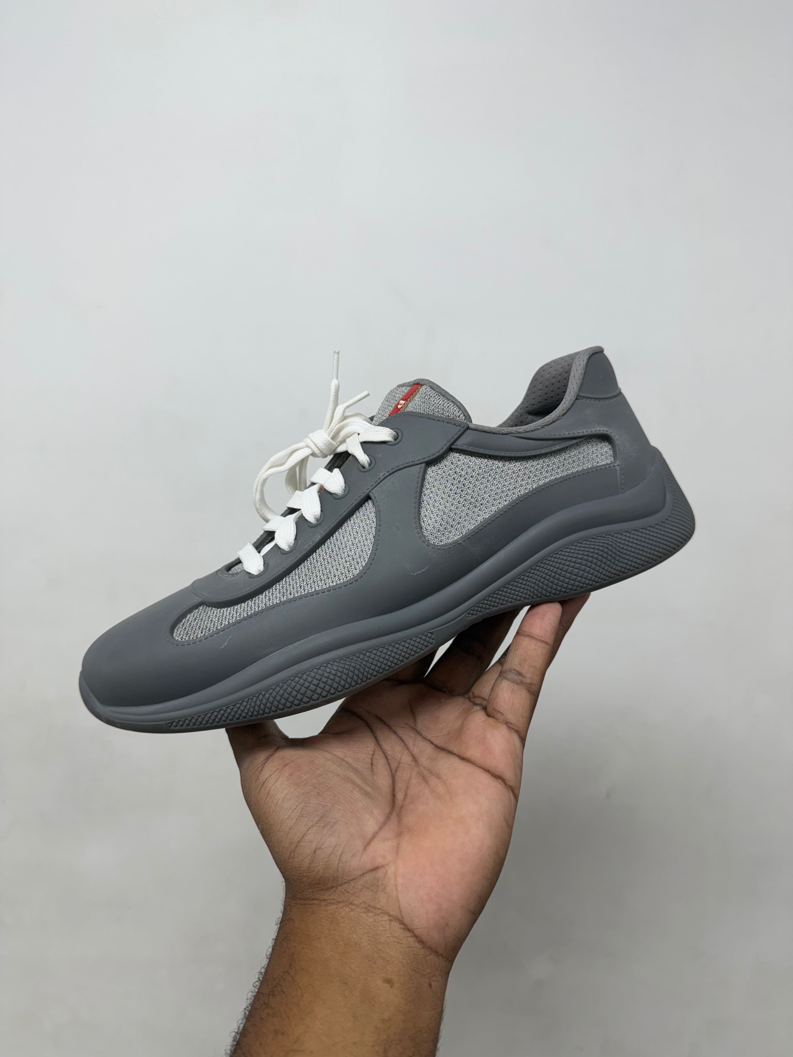 Prada Grey Rubber Cup Sneakers