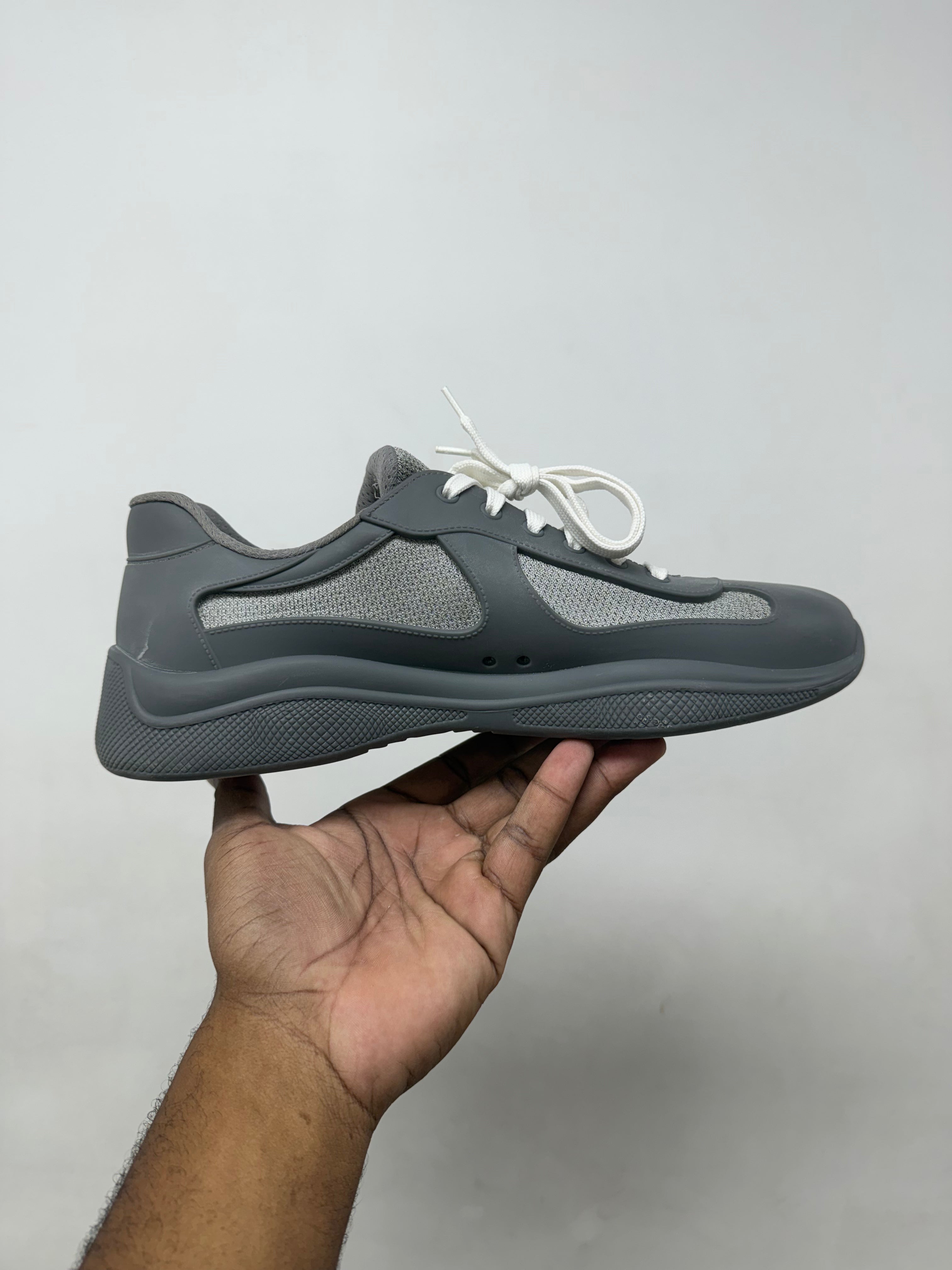Prada Grey Rubber Cup Sneakers