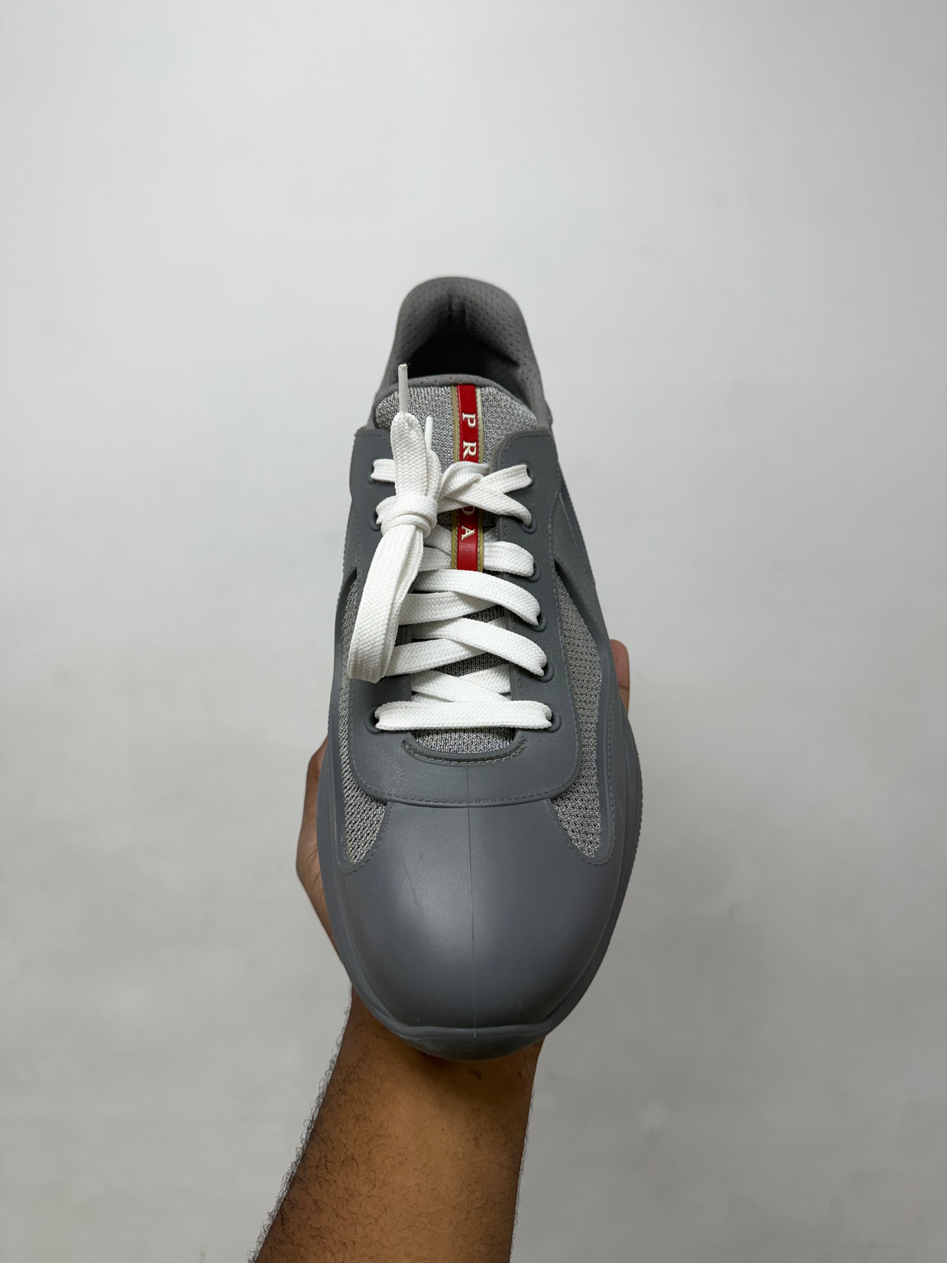 Prada Grey Rubber Cup Sneakers