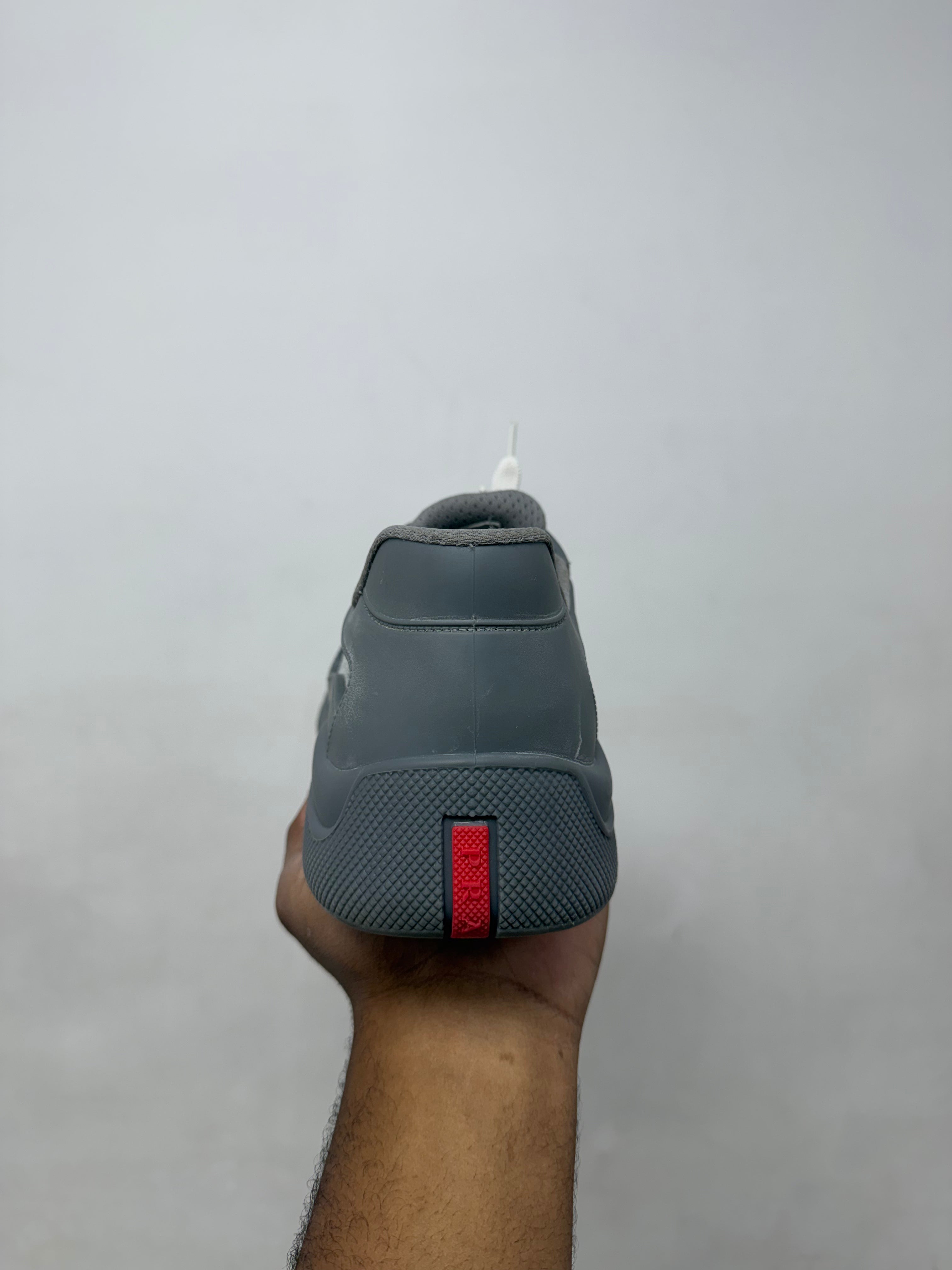 Prada Grey Rubber Cup Sneakers