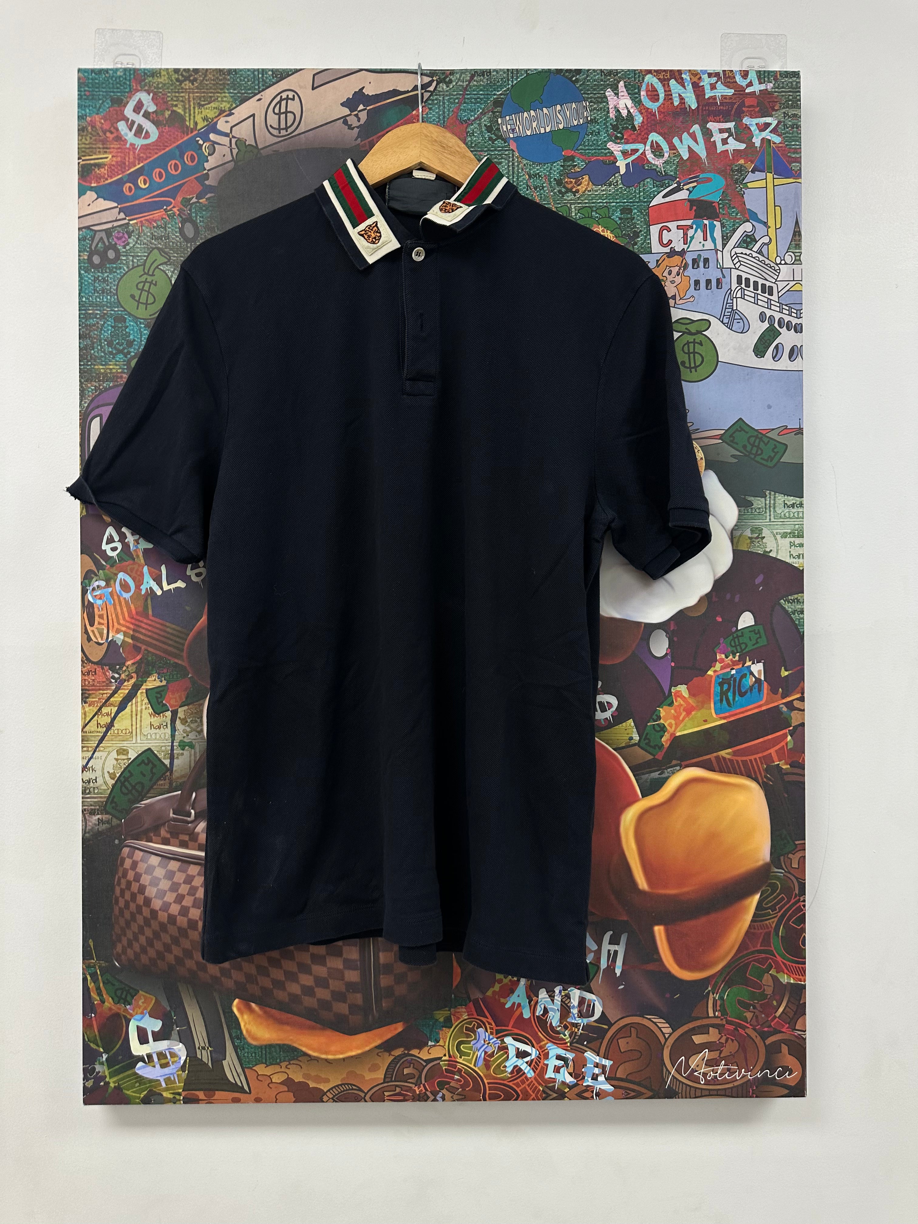 Gucci Polo Navy Tiger Collar Used XXL