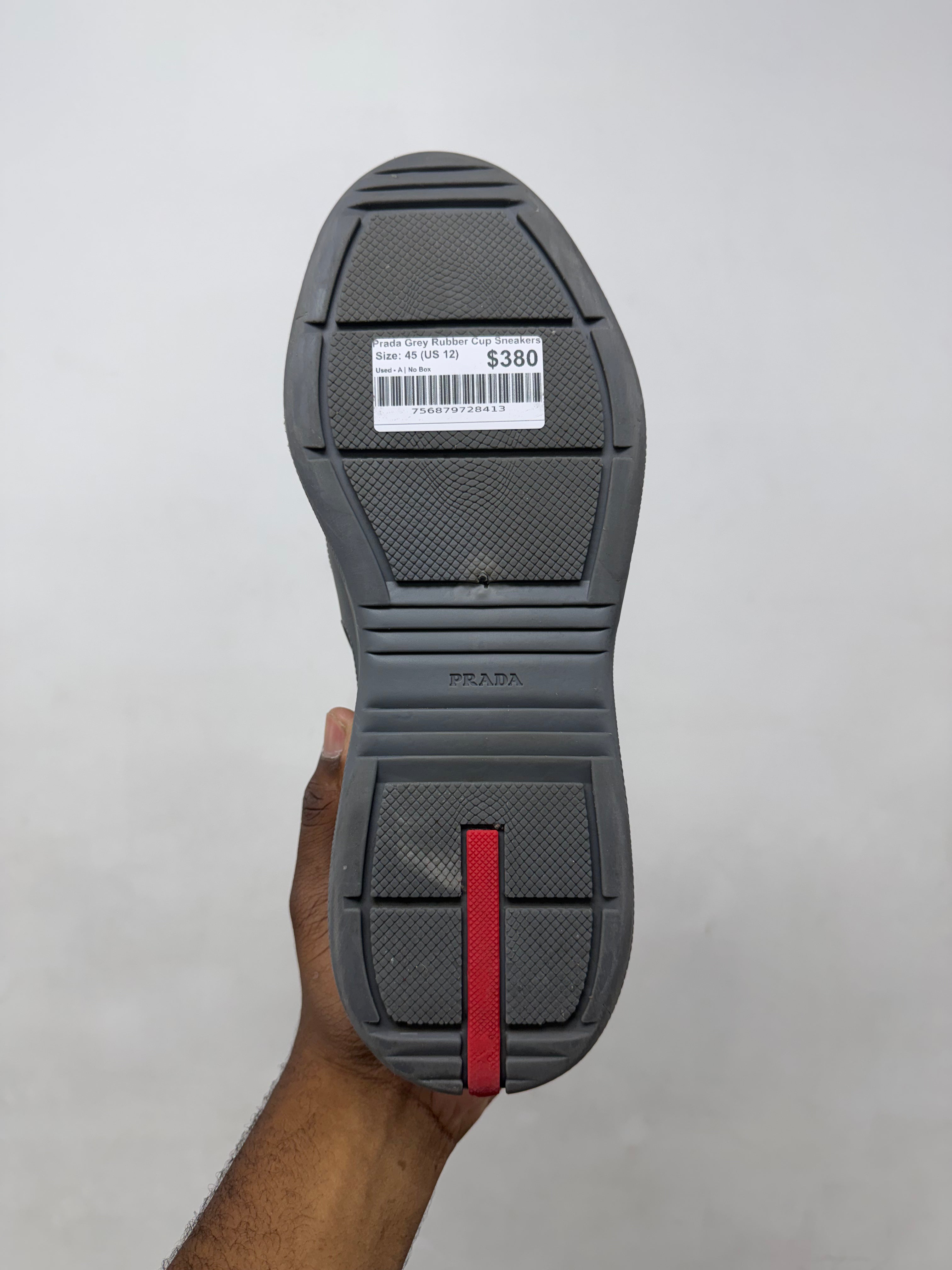 Prada Grey Rubber Cup Sneakers
