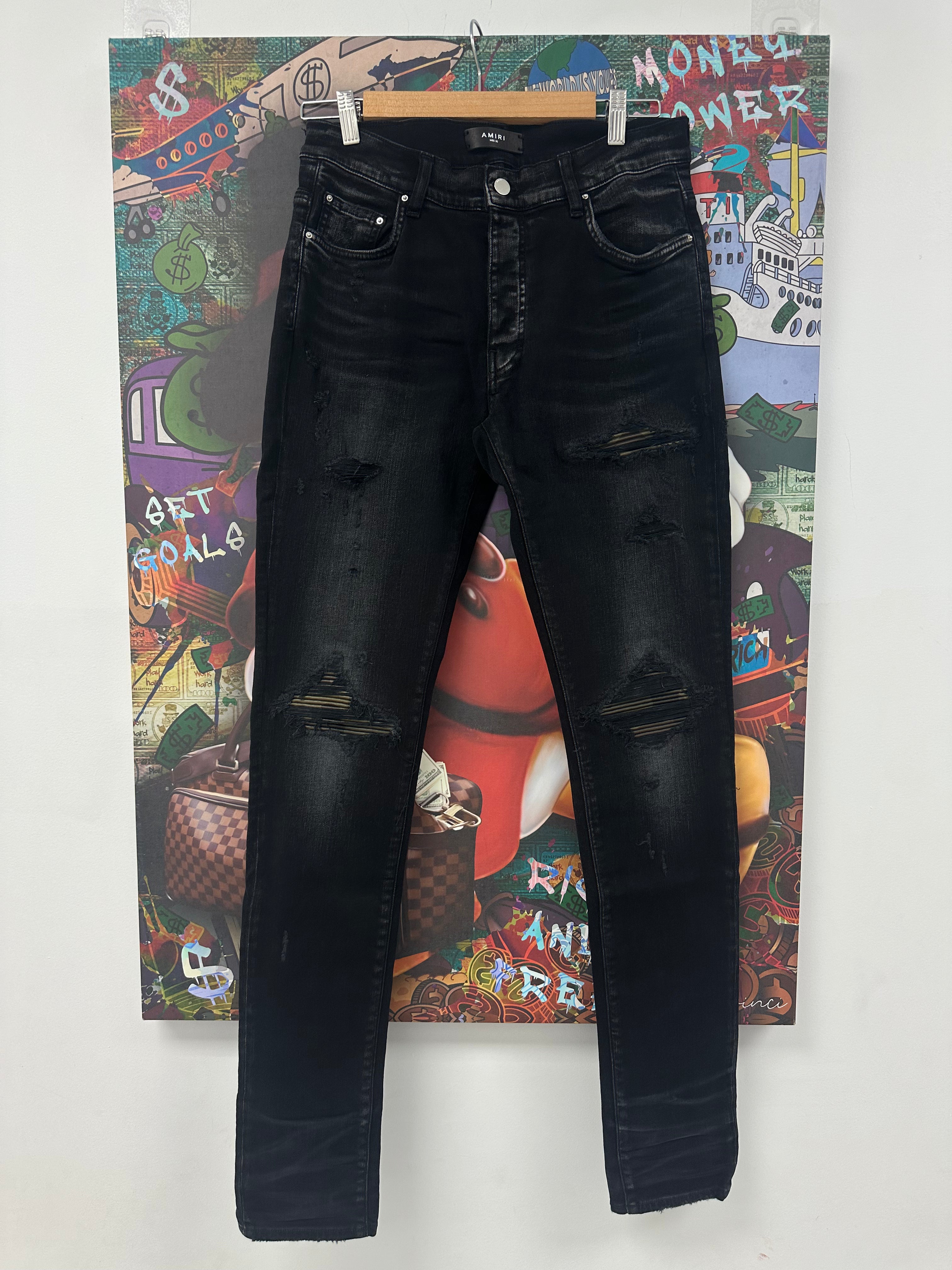 Amiri Jeans MX1 Black Camo Patch (29-34) New