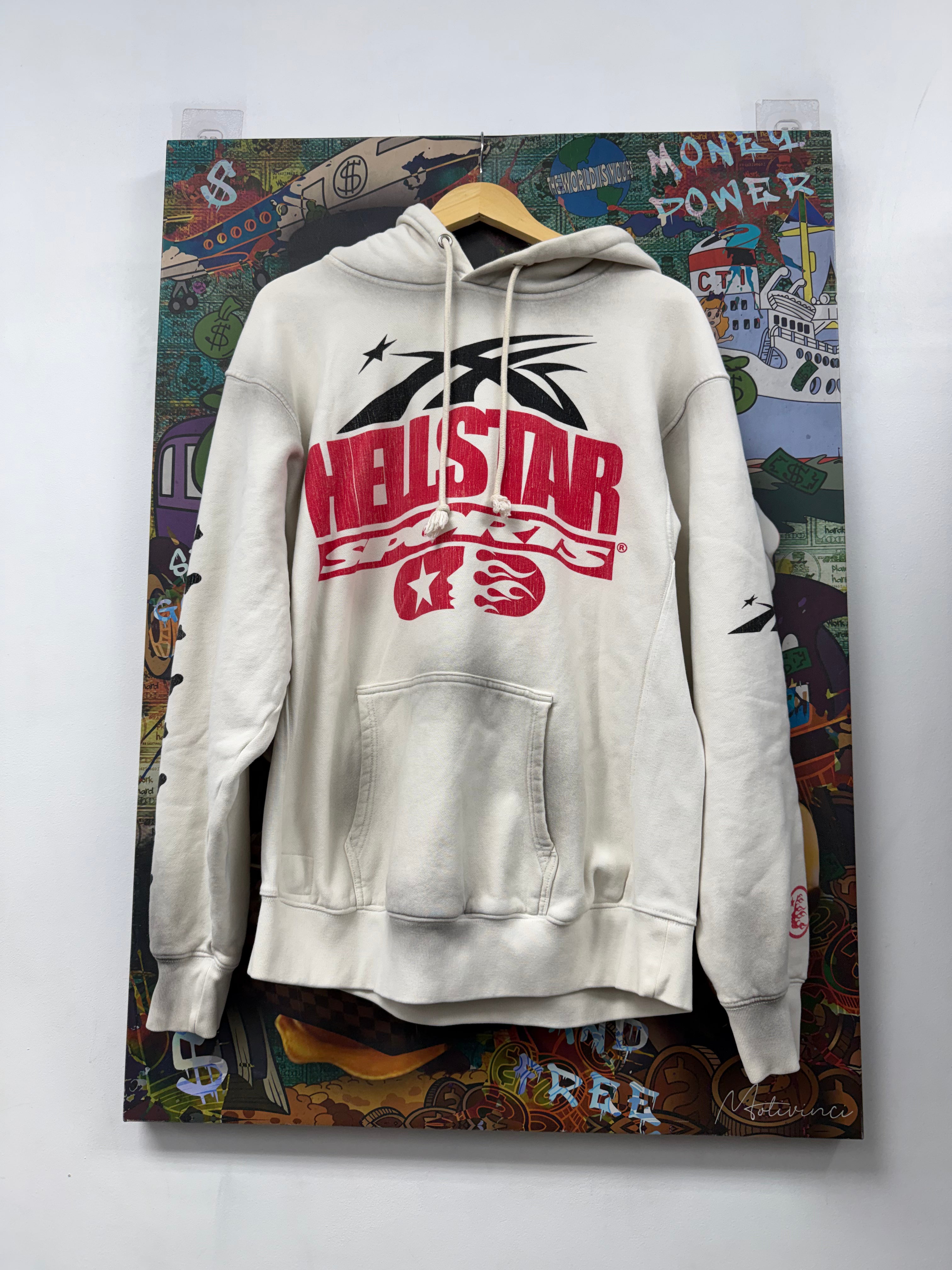 Hellstar Cream Red Sport Logo Hoodie